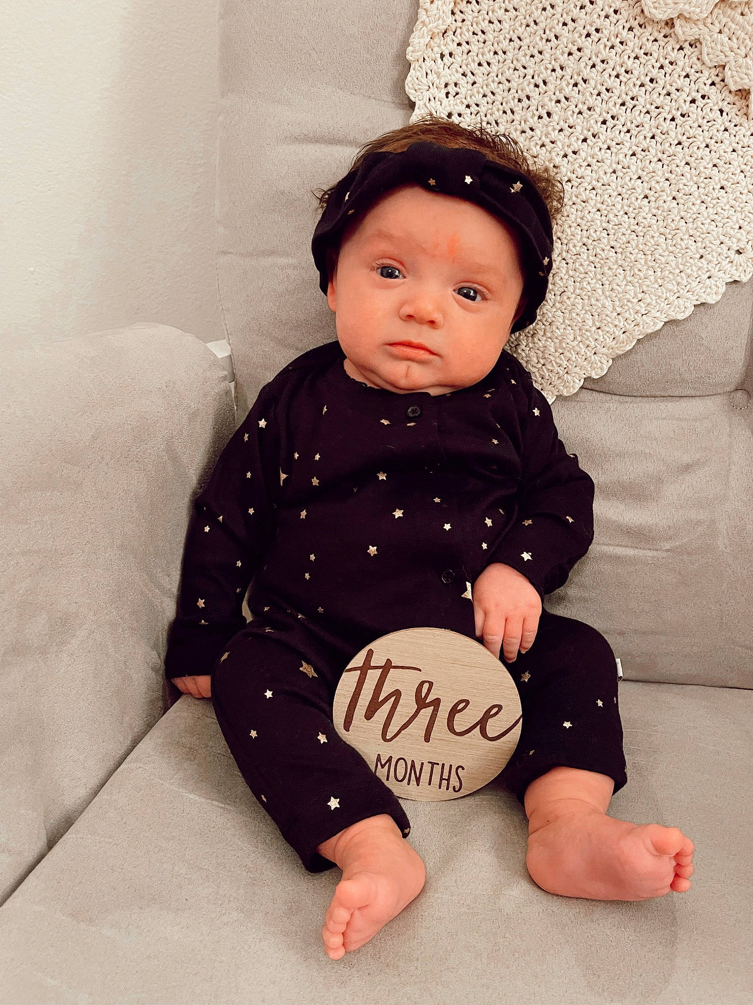 Madelynn is registered to the contest to win money with this photo: baby, baby_toddler_clothing, barefoot, cheek, collar, comfort, cool, flash_photography, happy, headwear, human_leg, knee, pattern, person, room, sitting, skin, sleeve, sock, t_shirt