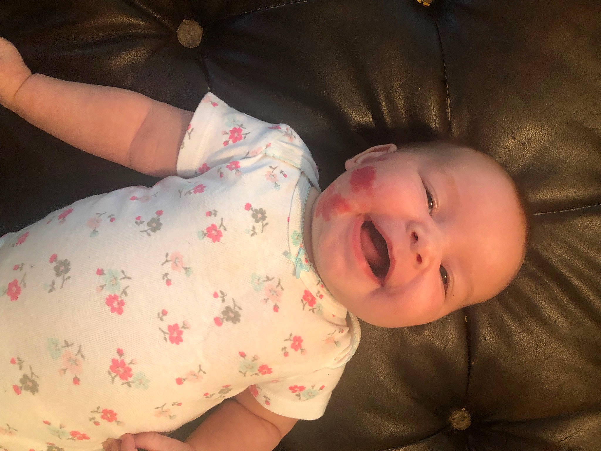 Delaney joined the competition — help win amazing prizes! baby, baby_toddler_clothing, cheek, child, comfort, elbow, eye, finger, glasses, happy, iris, lip, mouth, nose, pattern, person, skin, sleeve, smile, textile