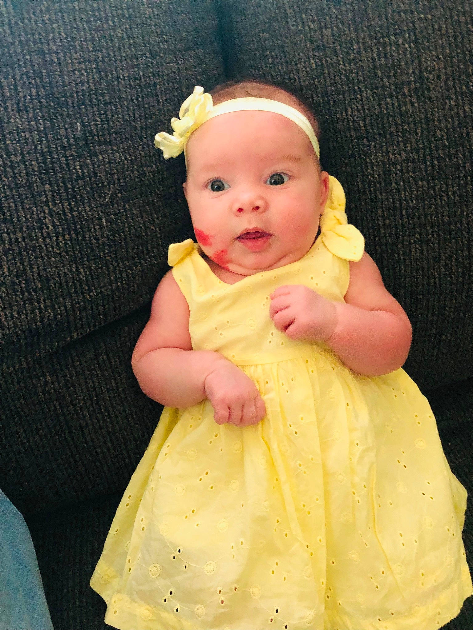 Delaney is registered to the contest to win money with this photo: baby, baby_toddler_clothing, cheek, day_dress, doll, dress, eye, eyebrow, eyelash, iris, jewellery, lip, one_piece_garment, person, pink, skin, sleeve, smile, textile, toddler