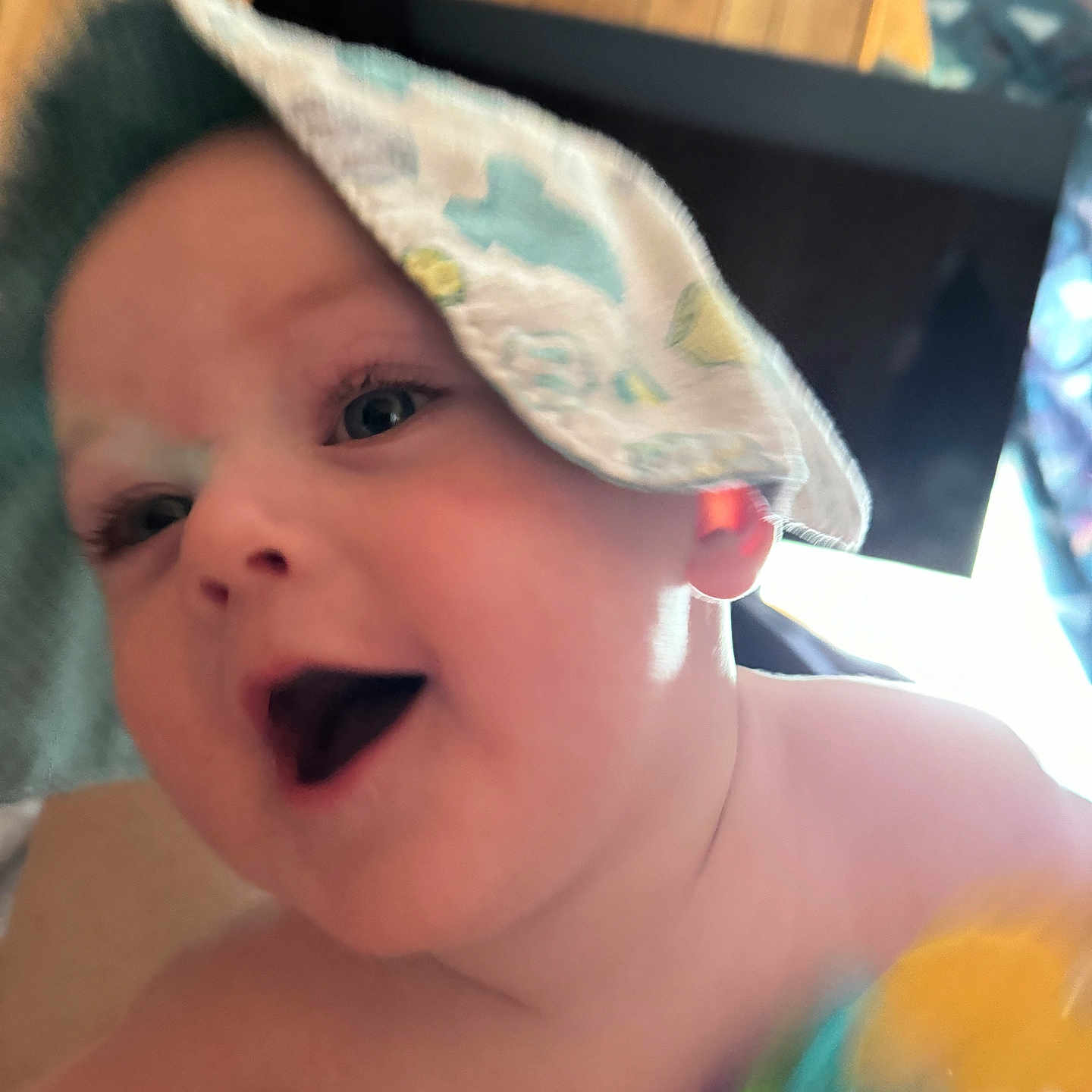 Niko joined the competition — help win amazing prizes! applique, baby, baseballcap, bodypart, bonnet, cap, clothing, face, finger, hand, hardwood, hat, head, mouth, pattern, person, photography, plywood, sunhat, wood