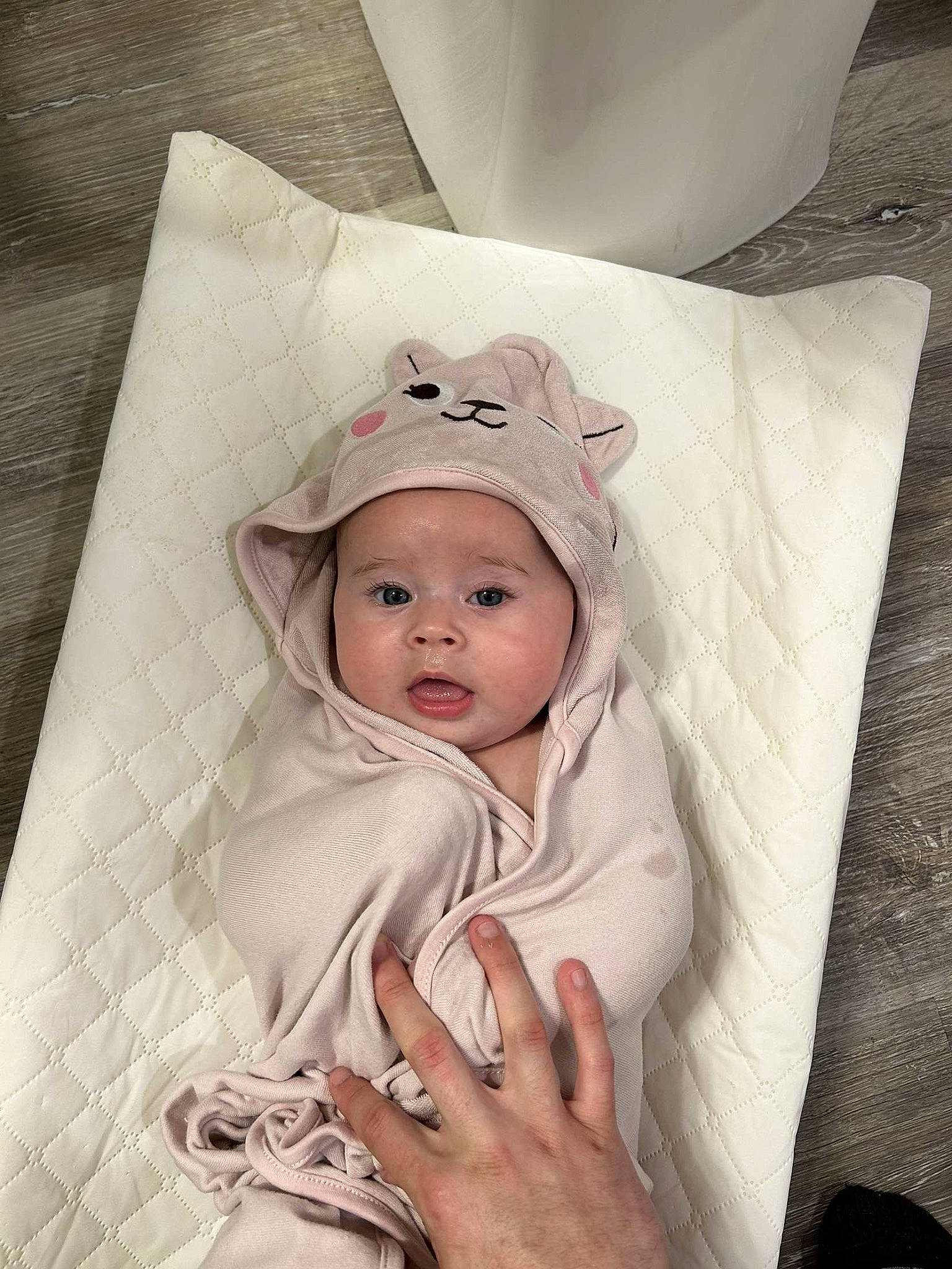 Eden joined the competition — help win amazing prizes! baby, baby_products, baby_safety, baby_sleeping, baby_toddler_clothing, cap, cheek, child, comfort, eye, face, fashion_accessory, headwear, infant_bed, linens, pattern, peach, person, portrait_photography, sleeve