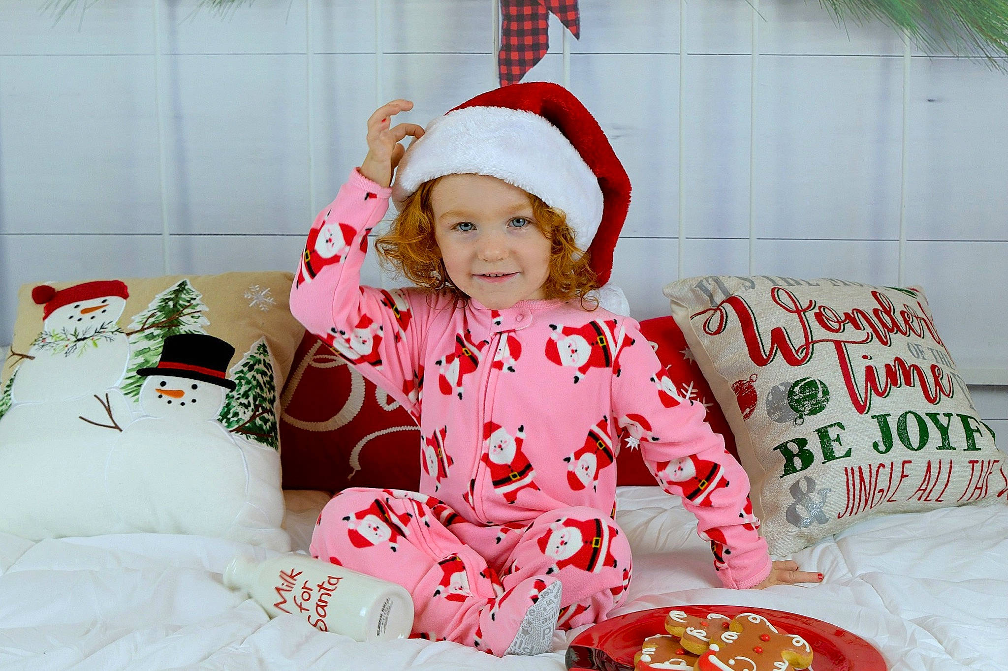 Eleanora joined the competition — help win amazing prizes! baby, baby_toddler_clothing, child, christmas, christmas_eve, costume_accessory, costume_hat, dishware, fictional_character, headwear, holiday, home_accessories, human_body, joy, nightwear, pajamas, person, plate, platter, serveware