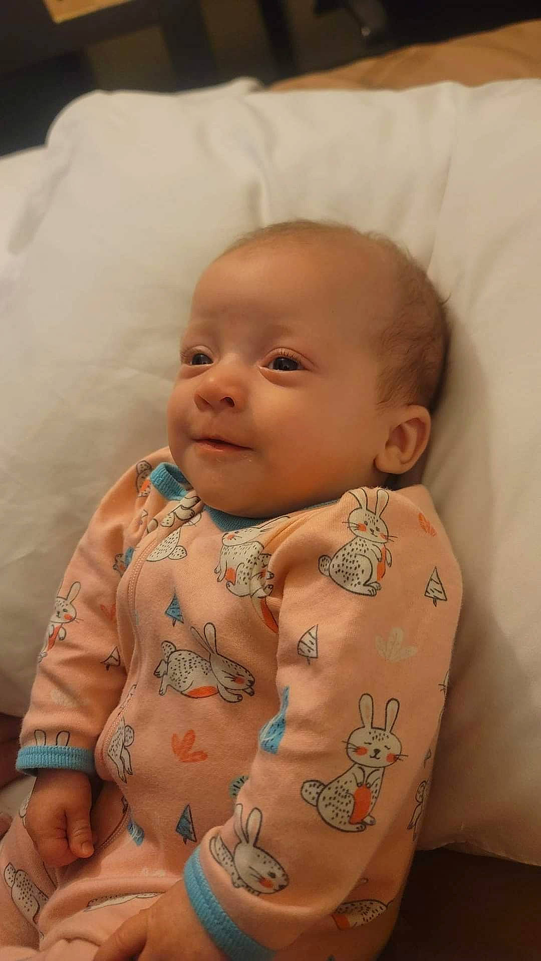 Oakley is registered to the contest to win money with this photo: baby, baby_toddler_clothing, cheek, chin, close_up, comfort, eye, eyebrow, hairstyle, happy, iris, lip, mammal, mouth, nose, person, skin, sleeve, smile, stomach