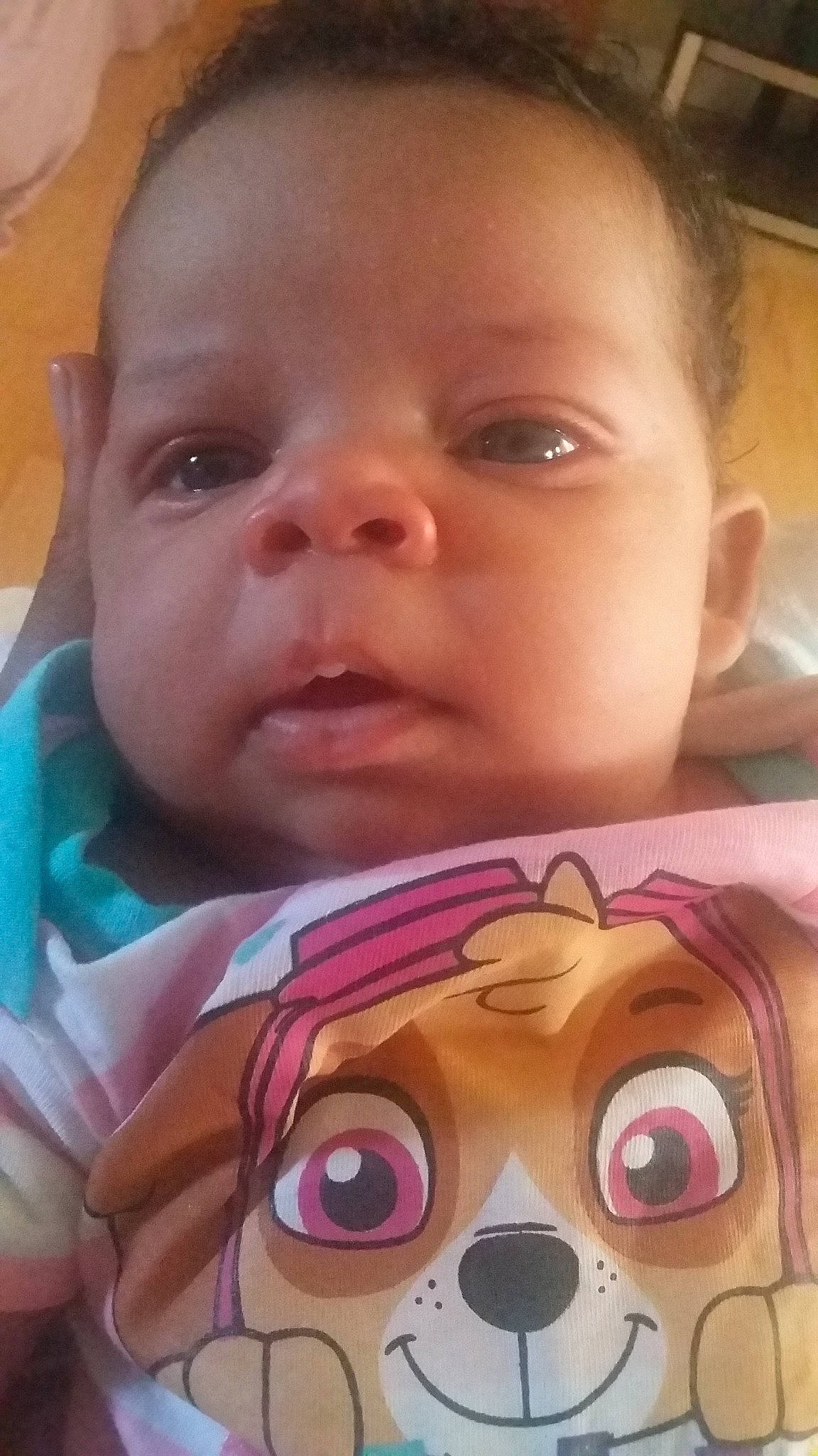 Amariana is registered to the contest to win money with this photo: cheek, child, chin, eye, eyebrow, face, facial_expression, forehead, head, human_hair_color, infant, lip, mouth, nose, person, pink, product, purple, skin, smile