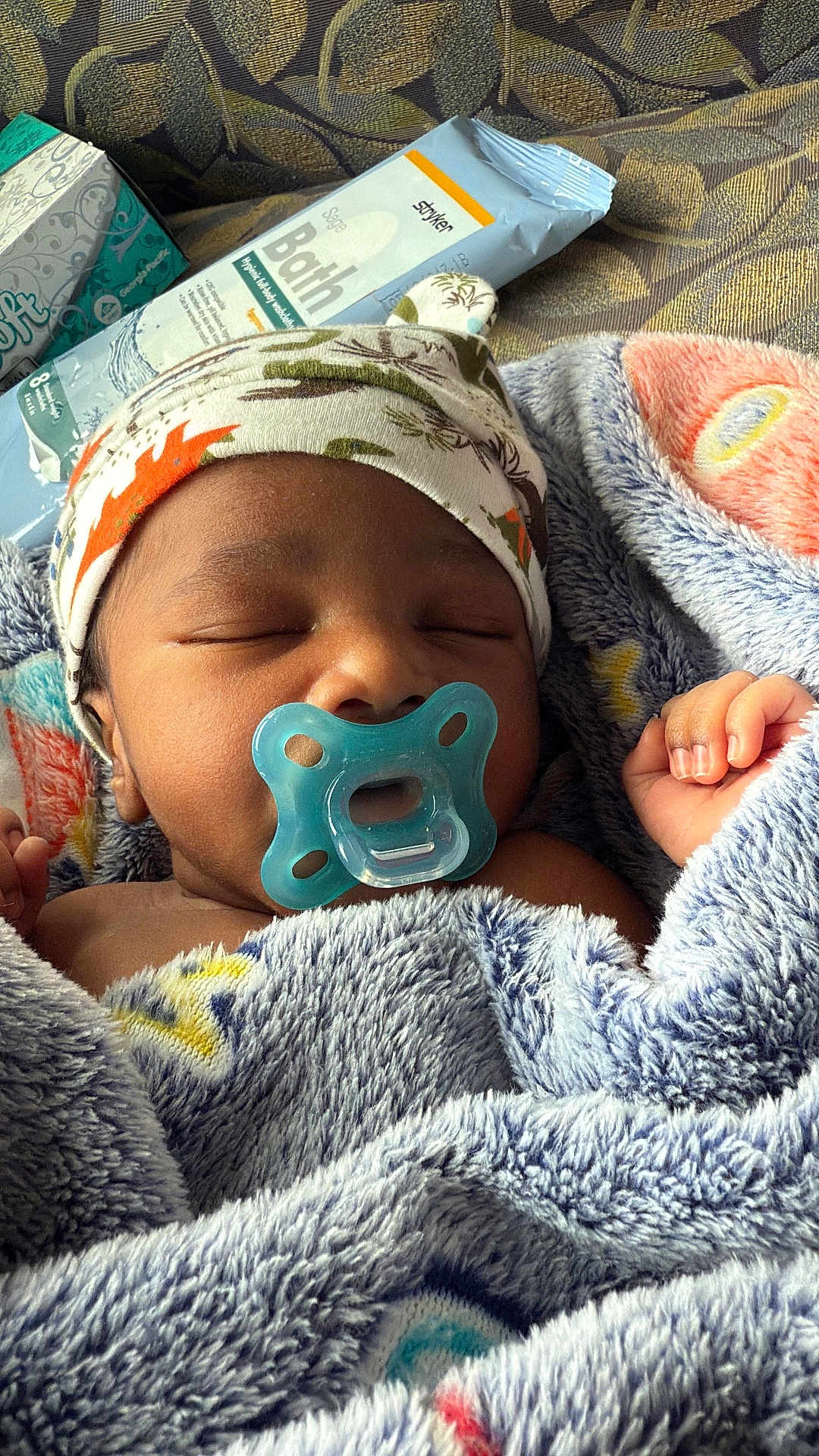 Kairo joined the competition — help win amazing prizes! baby, sleeping, pacifier, blanket, hat, infant, cozy, cute, resting, hand, face, home, fabric, pattern, tissue, couch, soft, child, wrapped, peaceful