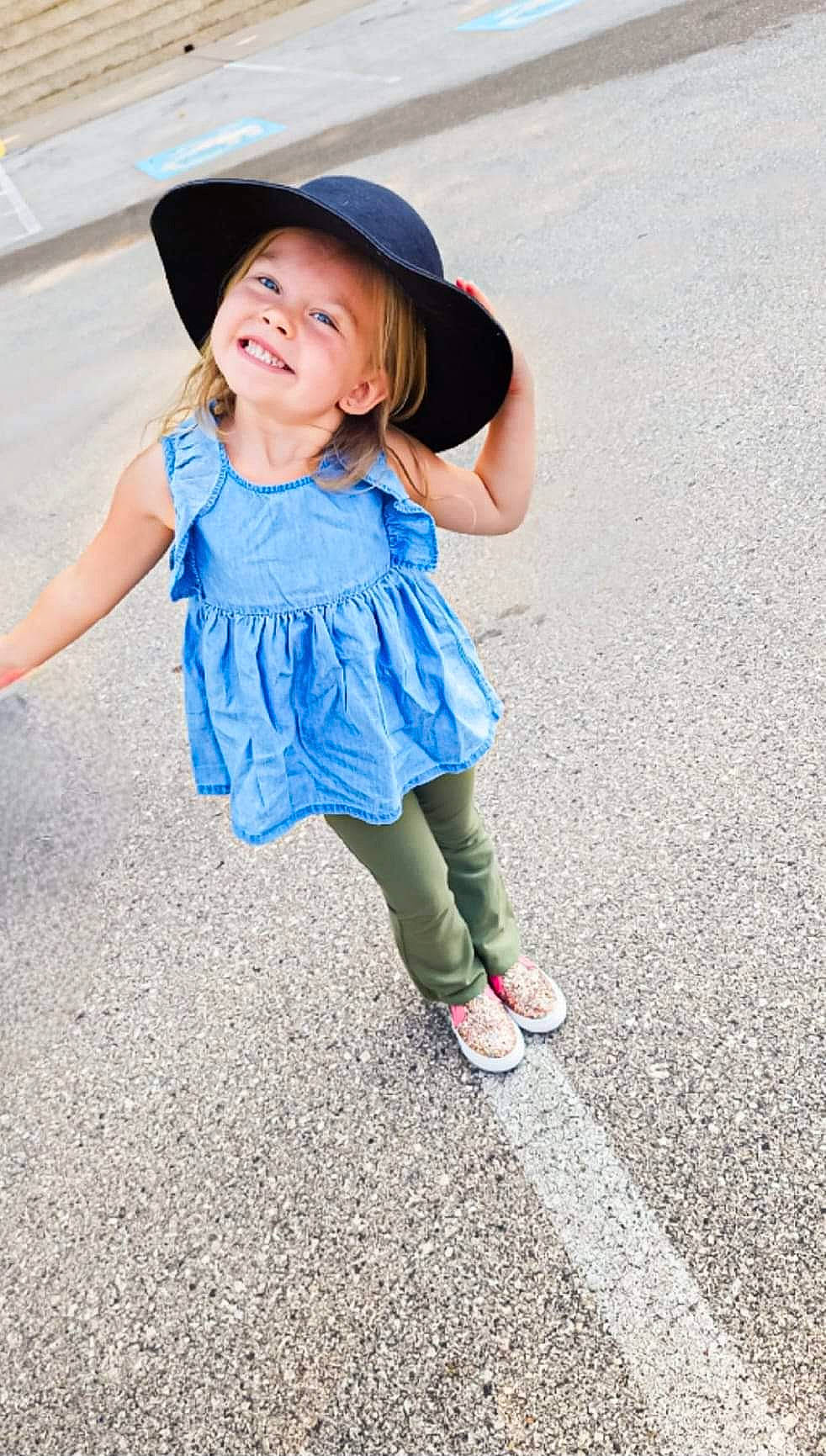 Raegan is registered to the contest to win money with this photo: baby_toddler_clothing, child, electric_blue, eye, flash_photography, grass, hair, hand, happy, hat, head, headwear, human_leg, joy, pattern, person, shoulder, skin, sleeve, smile