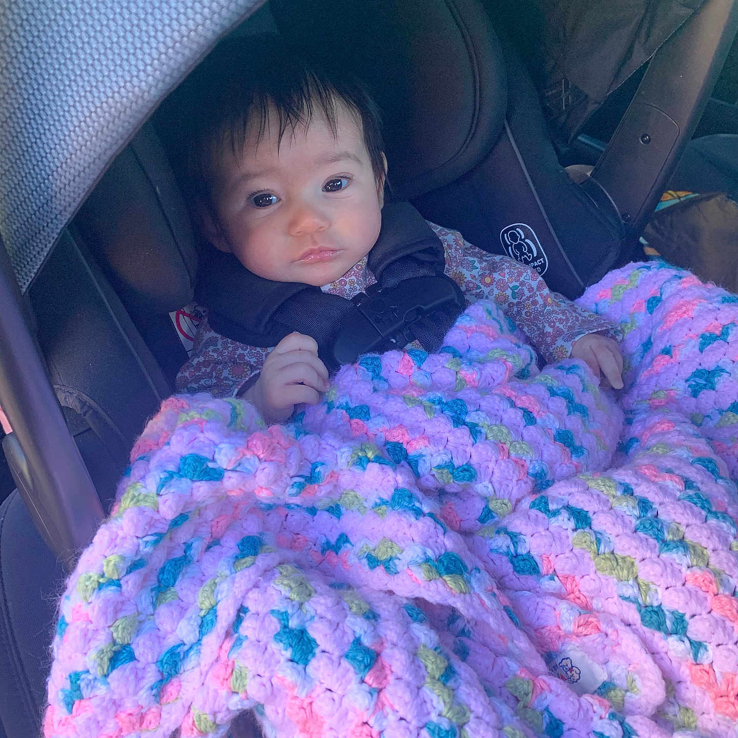 Nyomi is registered to the contest to win money with this photo: architecture, baby, ball, bed, blanket, bodypart, building, car, car_interior, carseat, clothing, coat, couch, crib, cushion, dress, face, finger, football, furniture