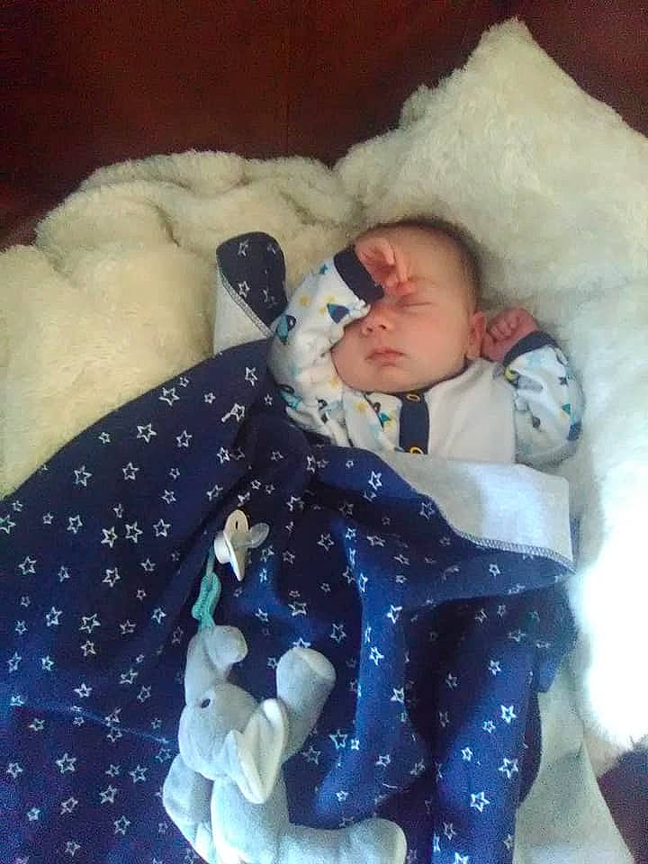 Macklin joined the competition — help win amazing prizes! baby_products, blue, child, day, design, fun, infant, pattern, person, product, sleep, stuffed_toy, textile, toddler, toy