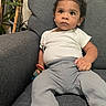 Adonis joined the competition — help win amazing prizes! baby, casual, child, couch, curly_hair, cute, expression, furniture, gray_couch, holding, home, indoor, plant, portrait, relaxed, ribbed_pants, seated, toddler, toy, white_shirt