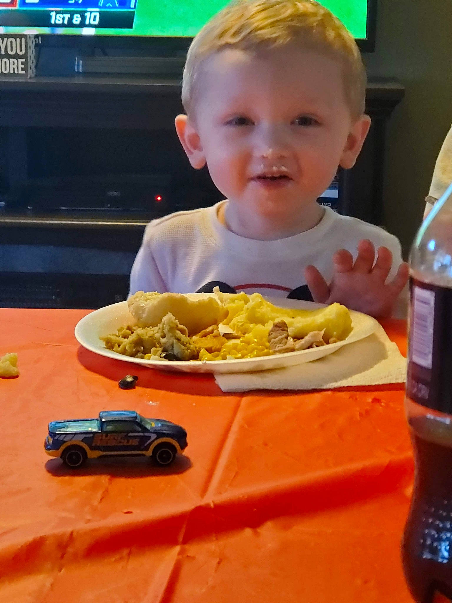 Jayden joined the competition — help win amazing prizes! bottle, breakfast, comfort_food, cuisine, dish, ear, eating, fast_food, food, food_craving, joy, lunch, meal, model_car, person, plastic_bottle, plate, recipe, synthetic_rubber, toddler
