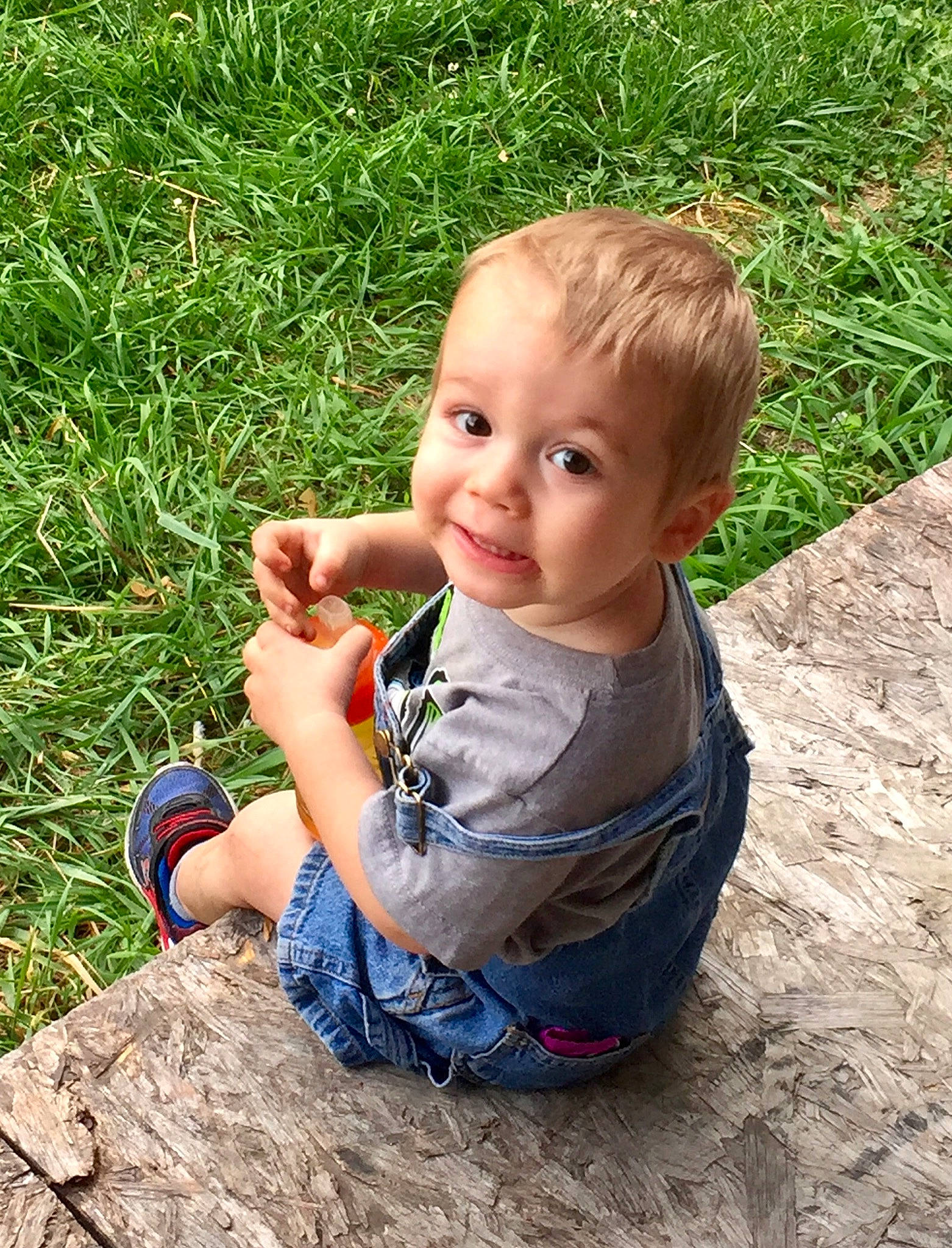Carsen is registered to the contest to win money with this photo: baby, child, finger, grass, grass_family, person, plant, play, sitting, skin, smile, summer, thumb, toddler