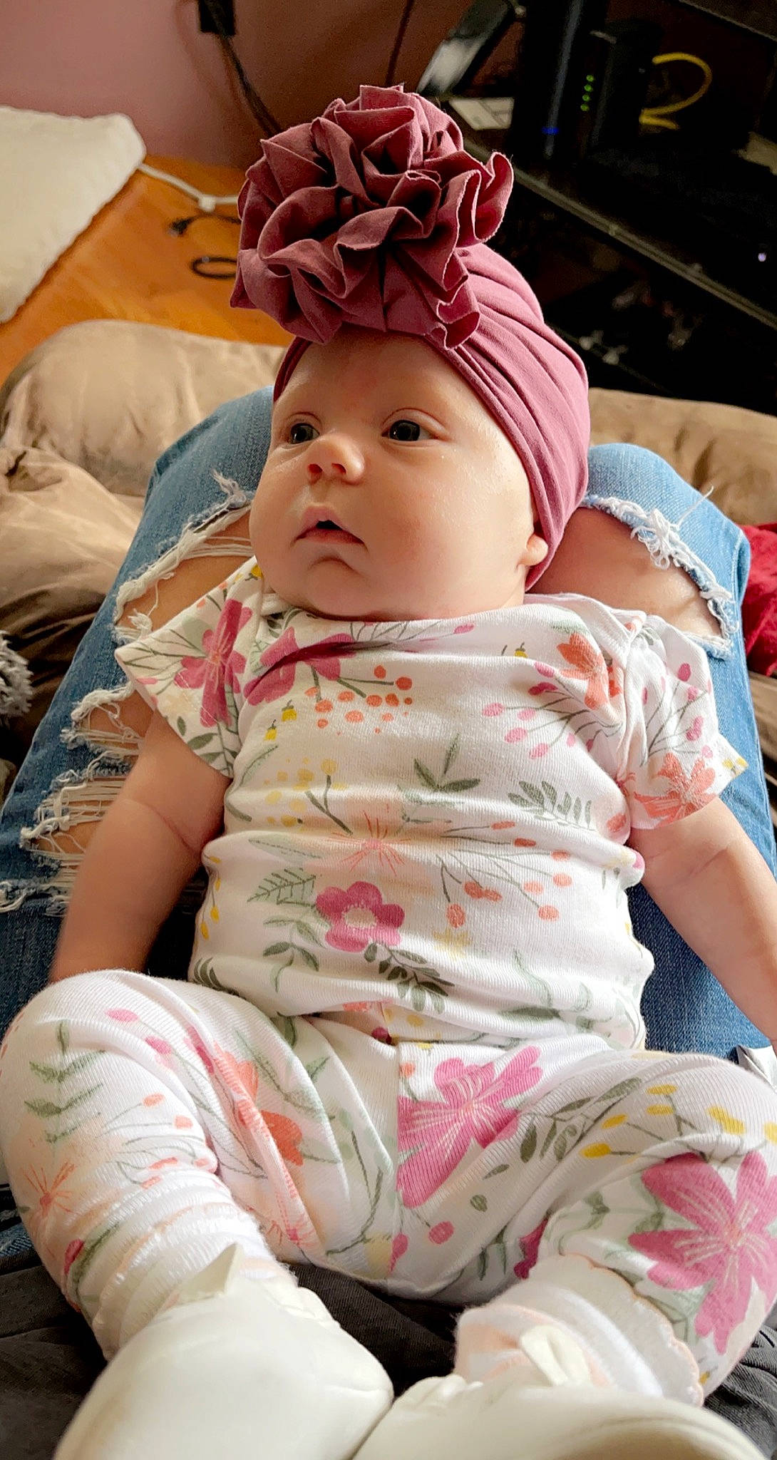Emberlynn joined the competition — help win amazing prizes! baby, baby_toddler_clothing, cap, cheek, child, chin, comfort, eyelash, face, hairstyle, happy, headgear, headwear, linens, lip, pattern, person, pink, skin, sleeve