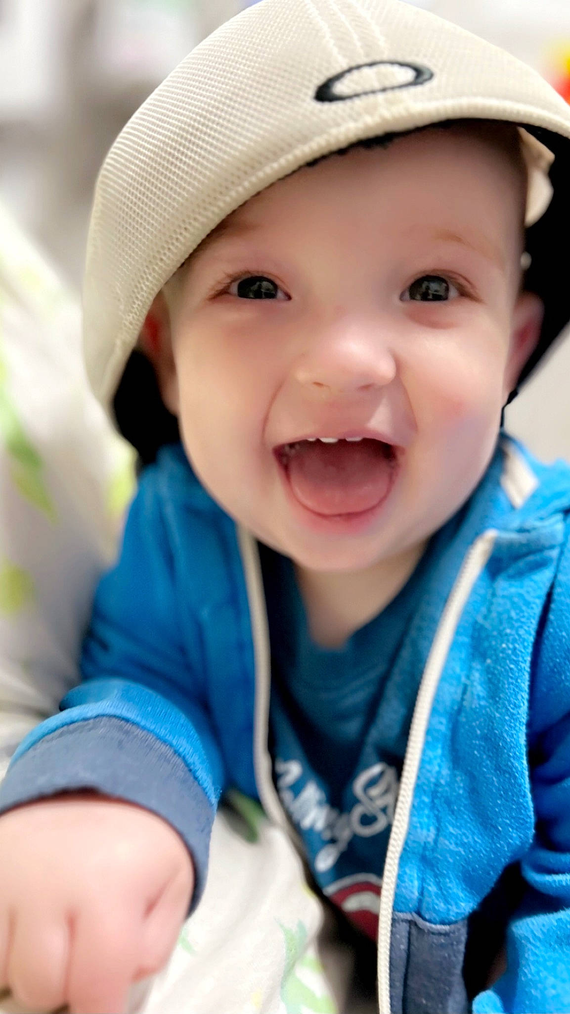 Calvin joined the competition — help win amazing prizes! baby, blue, cap, cheek, chin, clothing, cool, eye, eyebrow, happy, hat, headgear, headwear, lip, nose, person, photograph, product, skin, sleeve