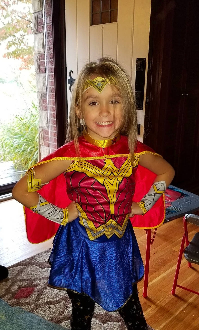 Abigail joined the competition — help win amazing prizes! clothing, cosplay, costume, fictional_character, joy, justice_league, person, smile, superhero