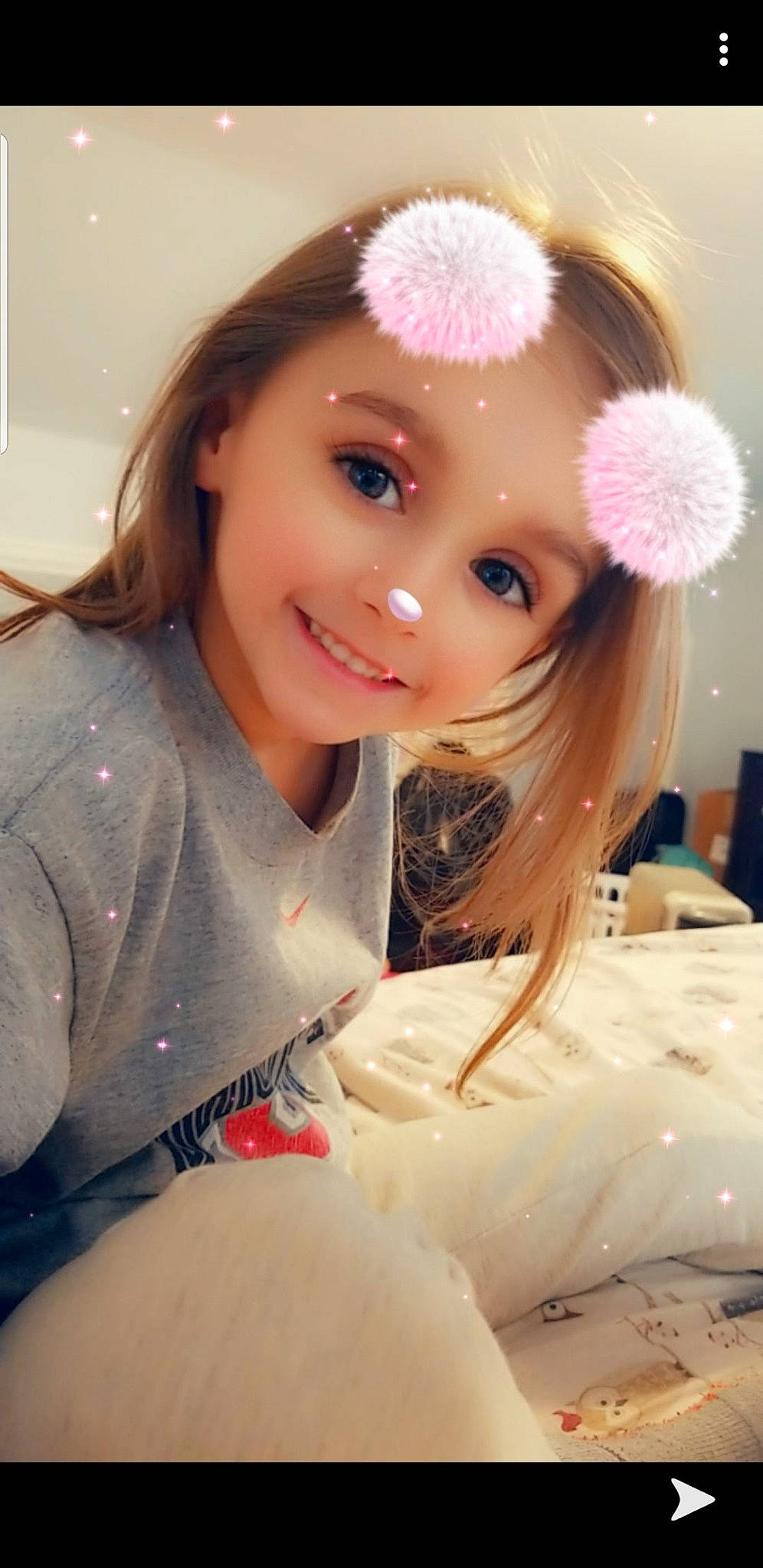 Abigail is registered to the contest to win money with this photo: brown_hair, cheek, child, doll, ear, eye, eyelash, face, fur, hair, hair_accessory, hair_coloring, hime_cut, joy, lip, long_hair, person, pink, selfie, skin