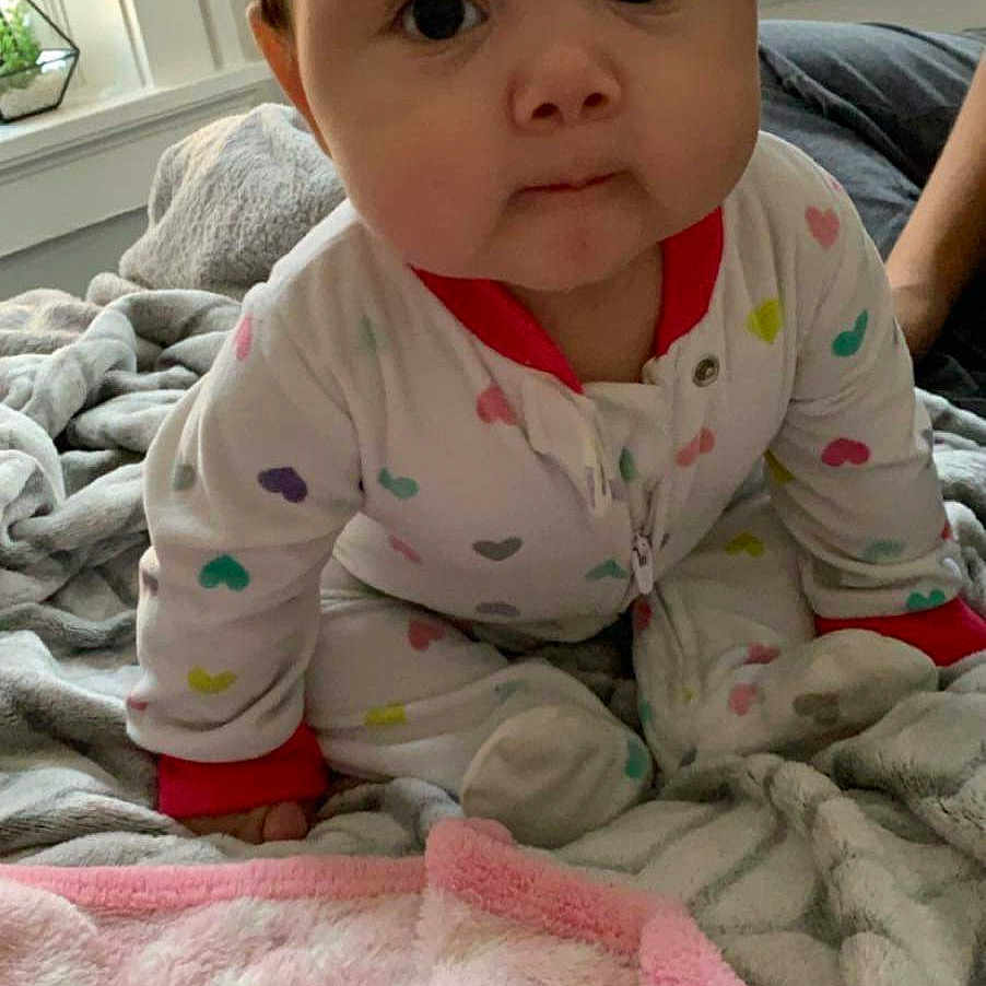 Desteena is registered to the contest to win money with this photo: baby, bed, bedroom, blanket, clothing, crawling, door, face, furniture, head, homedecor, indoors, linen, pajamas, person, photography, portrait, quilt, room, sitting