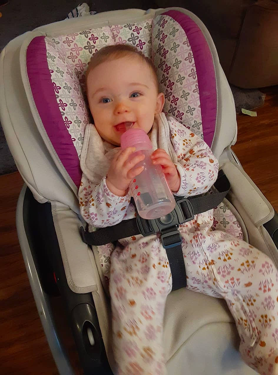 Estella-mae joined the competition — help win amazing prizes! baby, baby_carriage, baby_in_car_seat, baby_products, baby_safety, baby_toddler_clothing, bag, car_seat, chair, cheek, child, comfort, finger, happy, head, infant_bed, person, seat_belt, smile, textile