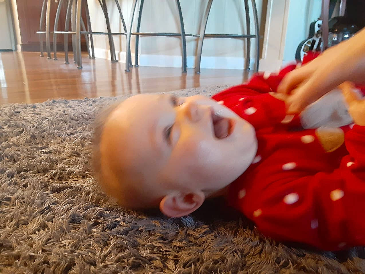 Estella-mae joined the competition — help win amazing prizes! baby, baby_products, baby_toddler_clothing, carmine, chair, cheek, child, flooring, fun, fur, happy, hardwood, leisure, person, room, sitting, soil, toddler, wood, wood_flooring