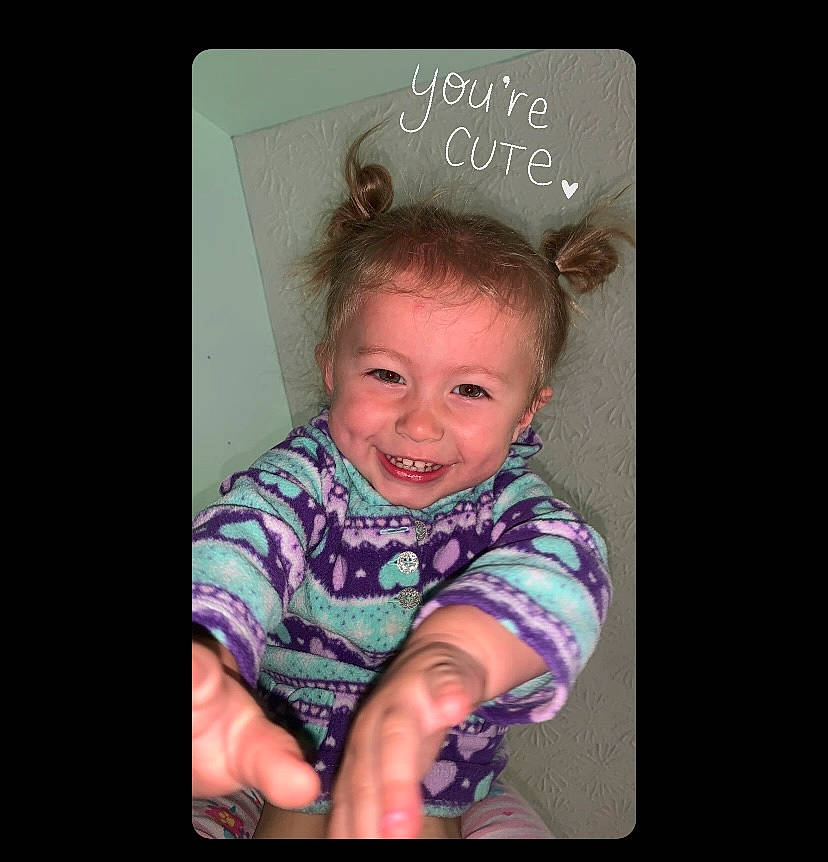Brooklynn is registered to the contest to win money with this photo: arm, baby_toddler_clothing, child, cool, eyebrow, flash_photography, font, happy, jewellery, joy, magenta, pattern, person, picture_frame, pink, purple, rectangle, sleeve, smile, t_shirt