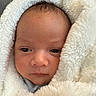 Lemon is registered to the contest to win money with this photo: baby, blanket, face, infant, newborn, soft_texture, wrapped, cute, skin, portrait, closeup, warm, cozy, head, expression, sleepy, comfort, indoor, young, person