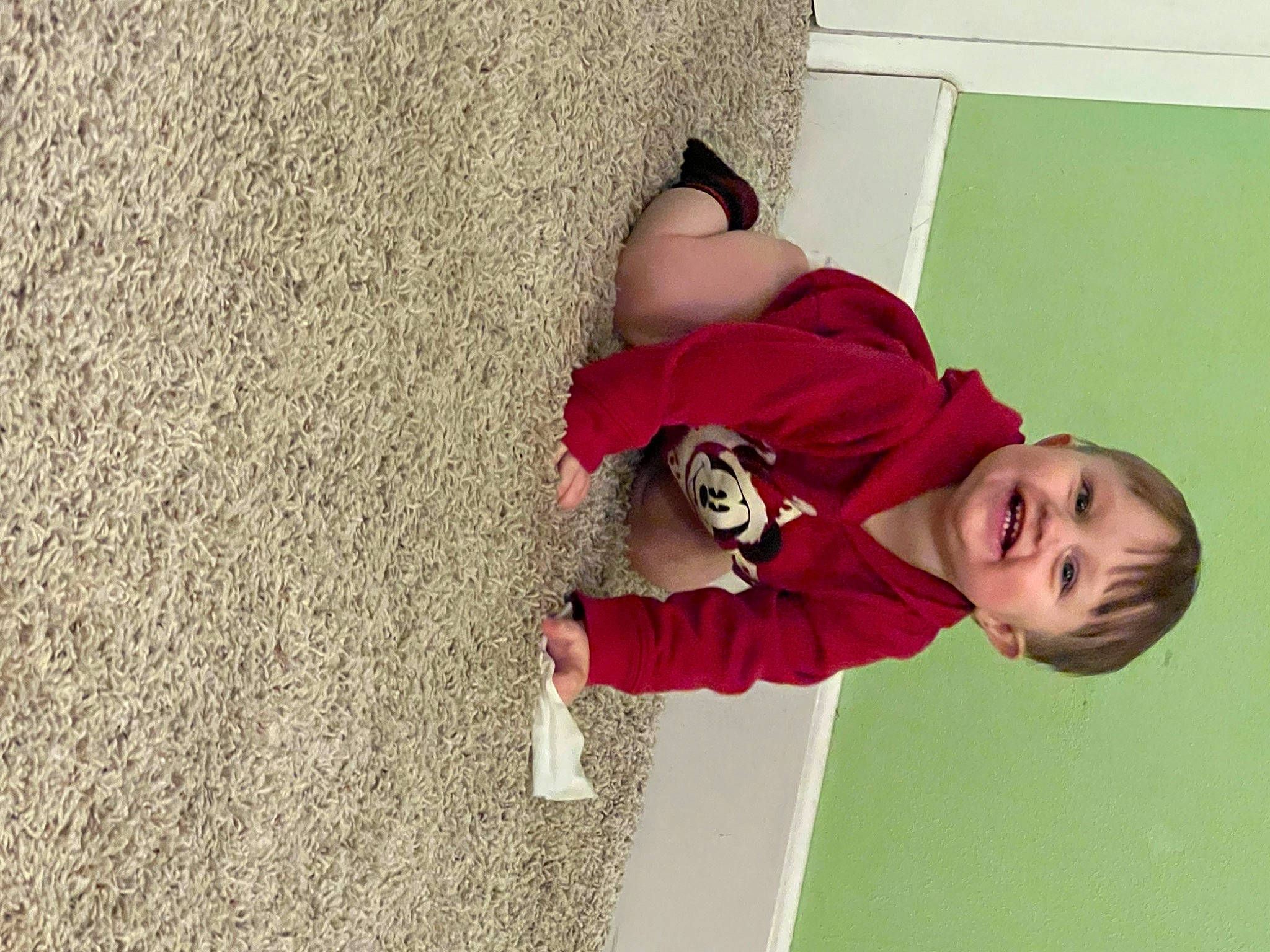 Daxton joined the competition — help win amazing prizes! baby, child, concrete, flooring, fun, grass, happy, human_leg, joy, leisure, magenta, person, play, room, shadow, smile, toddler, wood
