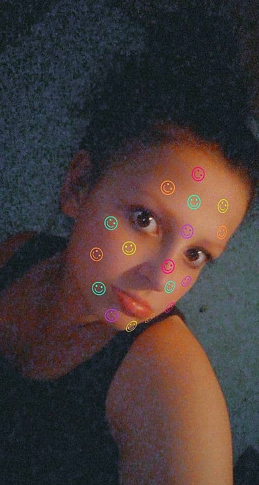 Gabby joined the competition — help win amazing prizes! afro, art, black_hair, body_piercing, chest, circle, darkness, electric_blue, eyelash, eyewear, fashion_accessory, flash_photography, flesh, fun, jewellery, magenta, person, portrait, selfie