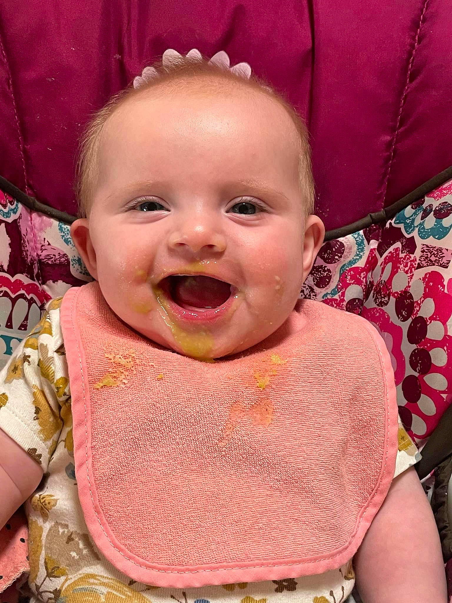 Adriana is registered to the contest to win money with this photo: baby, baby_toddler_clothing, cheek, chin, eye, eyebrow, face, facial_expression, happy, head, human, iris, lip, mouth, nose, person, skin, sleeve, smile, tongue