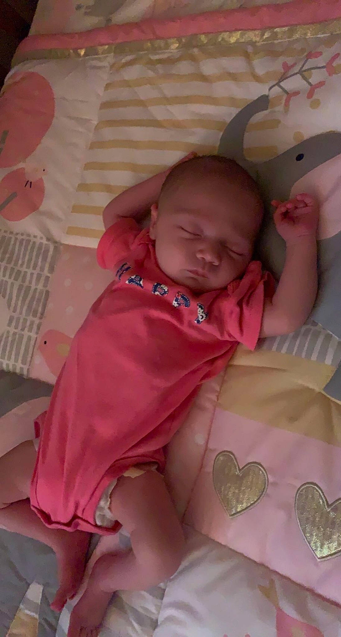 Ellianna joined the competition — help win amazing prizes! baby, baby_sleeping, baby_toddler_clothing, cheek, comfort, eye, facial_expression, finger, hand, head, human_body, infant_bed, linens, mouth, person, pink, product, skin, sleeve, textile