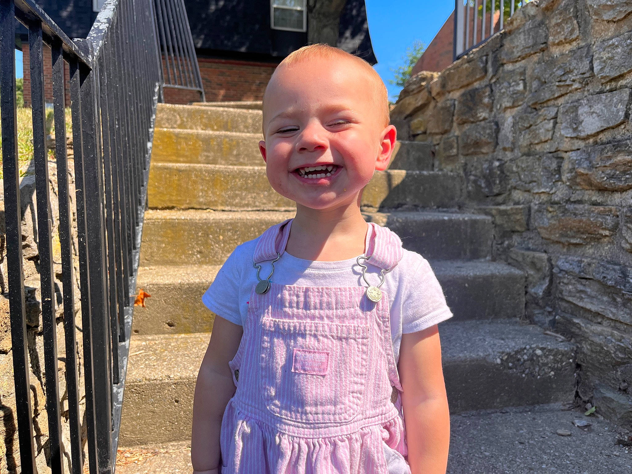 Raylynn is registered to the contest to win money with this photo: azure, baby, baby_toddler_clothing, beauty, child, electric_blue, fun, happy, human_settlement, joy, leisure, magenta, pattern, person, public_space, sleeve, smile, standing, summer, t_shirt