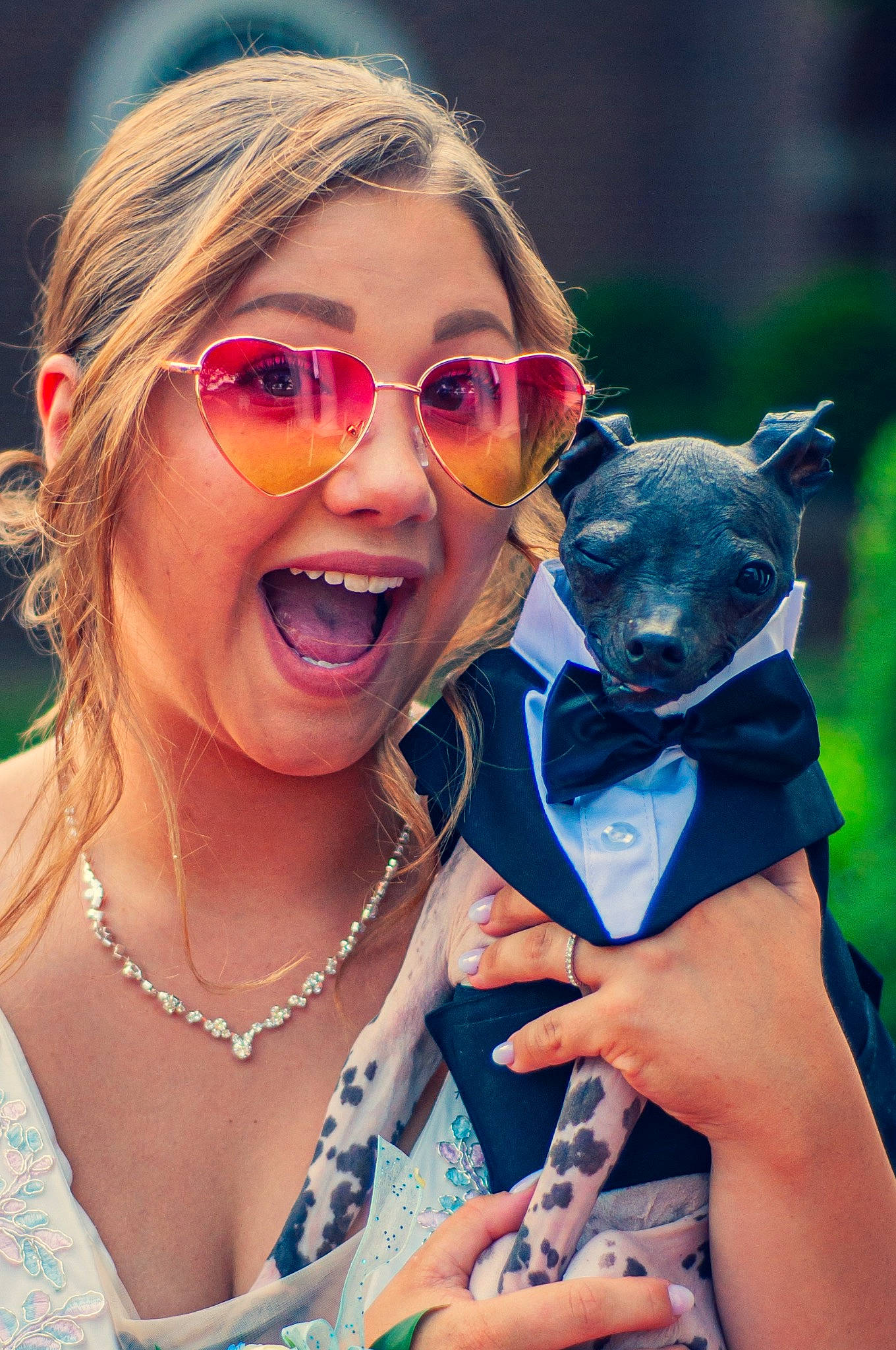 Harry joined the competition — help win amazing prizes! cool, earrings, electric_blue, event, eyewear, fawn, fun, glasses, goggles, happy, jewellery, leisure, mammal, necklace, personal_protective_equipment, pink, recreation, smile, sunglasses, vision_care