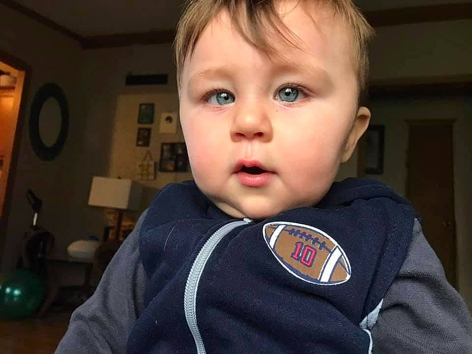 Malachi is registered to the contest to win money with this photo: cheek, child, chin, face, forehead, nose, person, smile, toddler