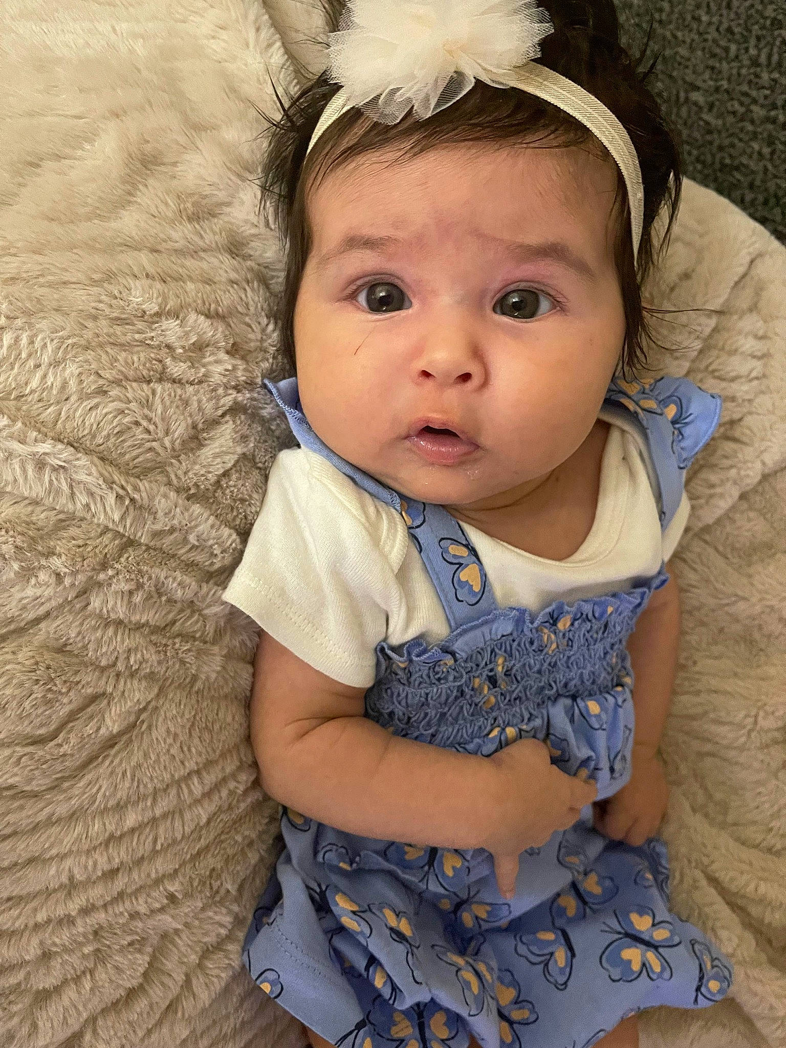 Leilani joined the competition — help win amazing prizes! baby, baby_toddler_clothing, beauty, cheek, child, eye, eyebrow, eyelash, face, flash_photography, happy, head, headband, headgear, iris, lip, nose, person, skin, sleeve