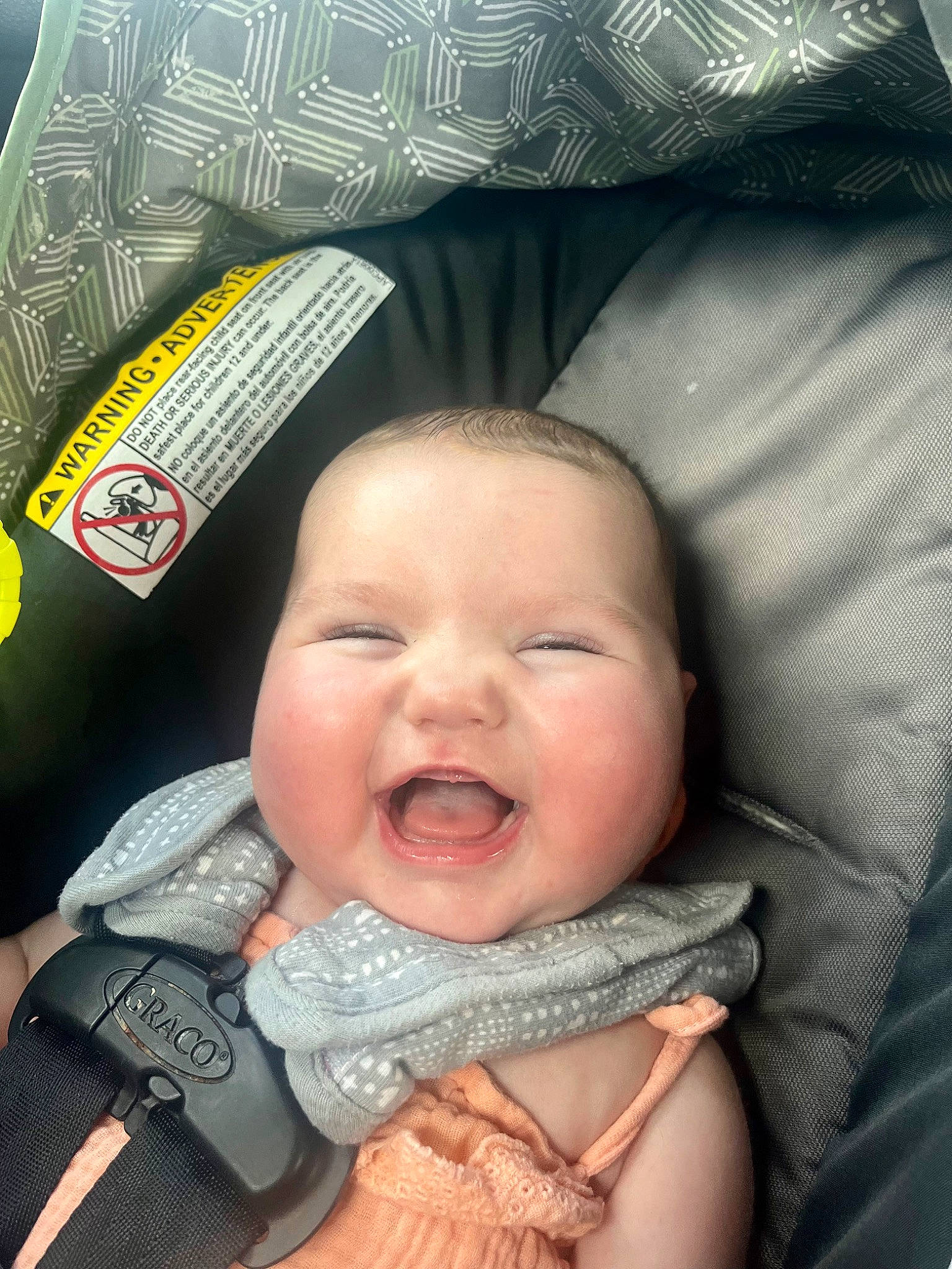 Aubrey is registered to the contest to win money with this photo: baby, baby_laughing, baby_toddler_clothing, cheek, chin, comfort, finger, fun, gesture, happy, lip, mouth, nose, organ, person, product, skin, smile, textile, toddler
