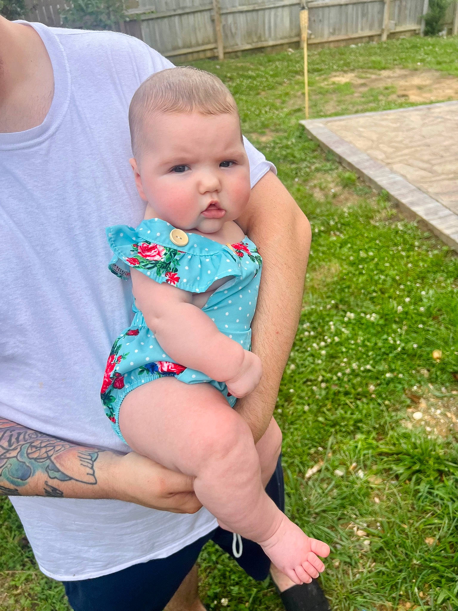 Aubrey joined the competition — help win amazing prizes! abdomen, baby, baby_toddler_clothing, child, electric_blue, foot, fun, grass, happy, human_leg, lap, leisure, pattern, people_in_nature, person, plant, sitting, skin, thigh, toddler