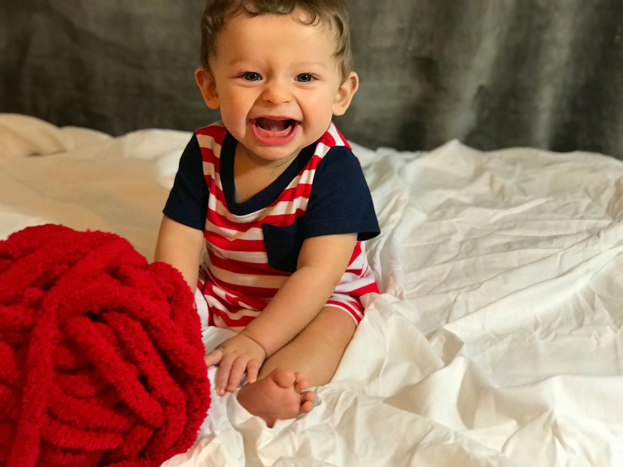Atreus joined the competition — help win amazing prizes! baby, cheek, child, facial_expression, happy, laugh, person, smile, textile, toddler