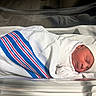 newborn, baby, swaddled, hospital, blanket, bassinet, sleeping, infant, hat, bed, resting, peaceful, small, wrapped, portrait, cute, child, person, healthcare, nursery