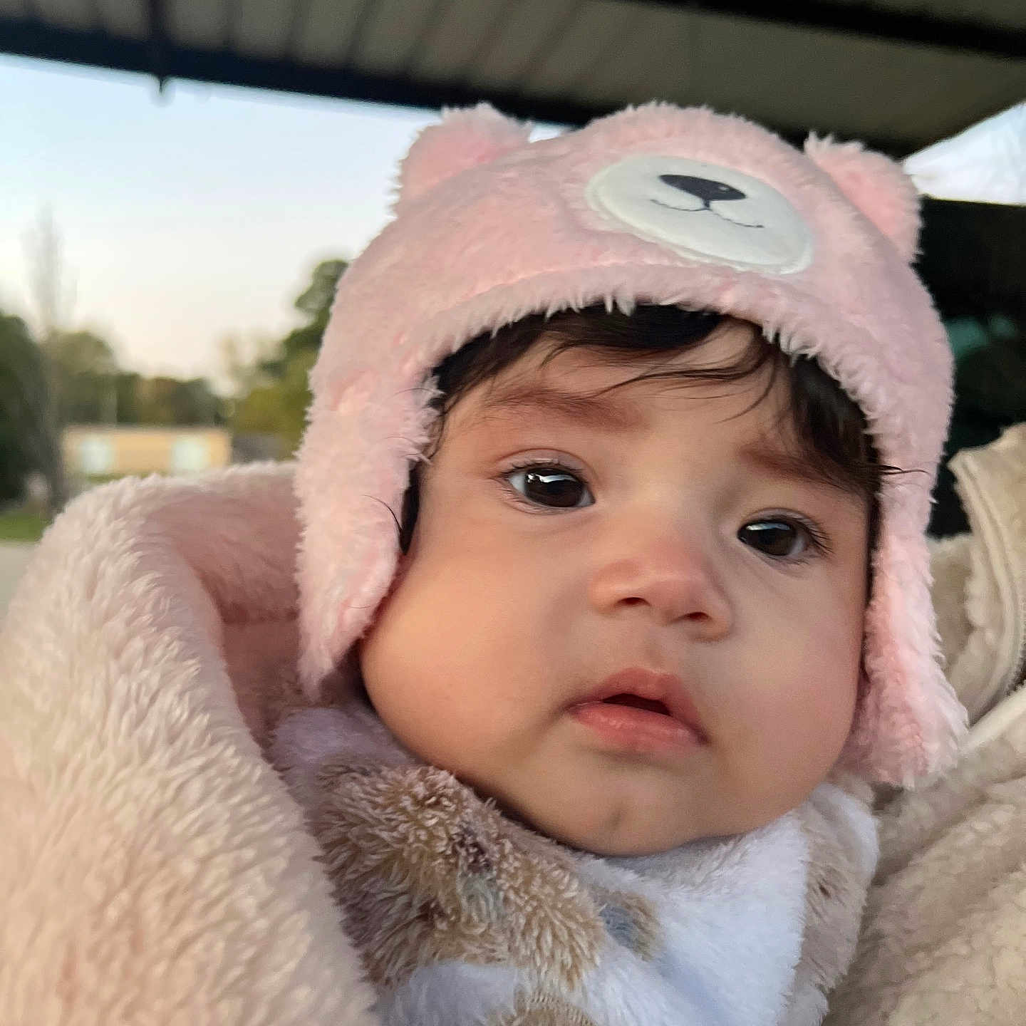 Alaia joined the competition — help win amazing prizes! architecture, baby, blanket, bonnet, cap, clothing, coat, face, hat, head, hood, hoodie, jacket, knitwear, person, photography, portrait, sweater, sweatshirt, towel