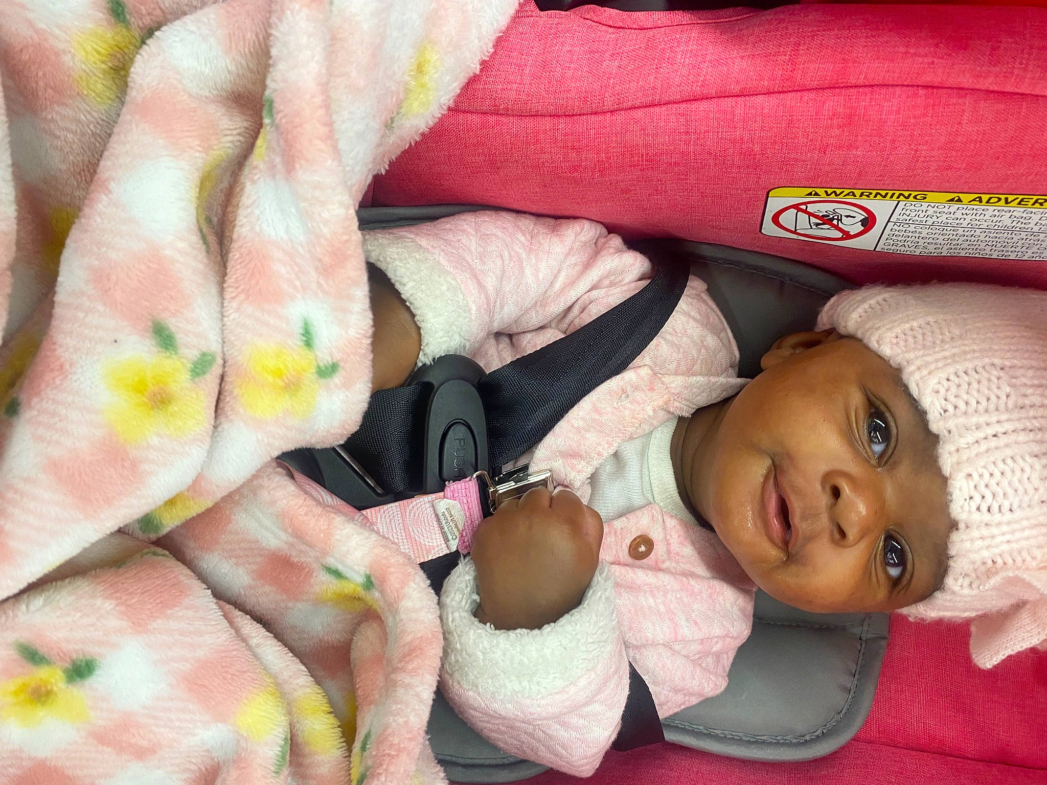 Janiyah joined the competition — help win amazing prizes! baby, baby_products, baby_sleeping, baby_toddler_clothing, beauty, carmine, cheek, child, comfort, doll, finger, headwear, linens, nail, pattern, person, pink, product, skin, stuffed_toy