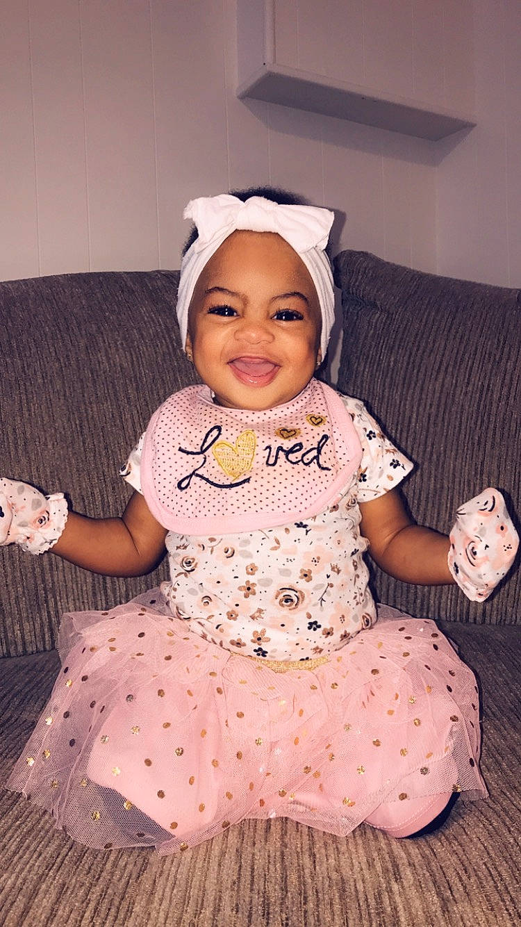 Vada joined the competition — help win amazing prizes! baby, baby_toddler_clothing, ballet_tutu, child, clothing, costume, hair_accessory, headgear, joy, person, pink, skin, sleeve, smile, toddler