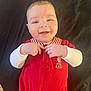 Elijah joined the competition — help win amazing prizes! baby, casual_clothing, child, closeup, cute, face, happy, human_skin, indoor, infant, joyful, looking_at_camera, lying_down, one_person, person, portrait, red_outfit, smiling, white_sleeves, young_child