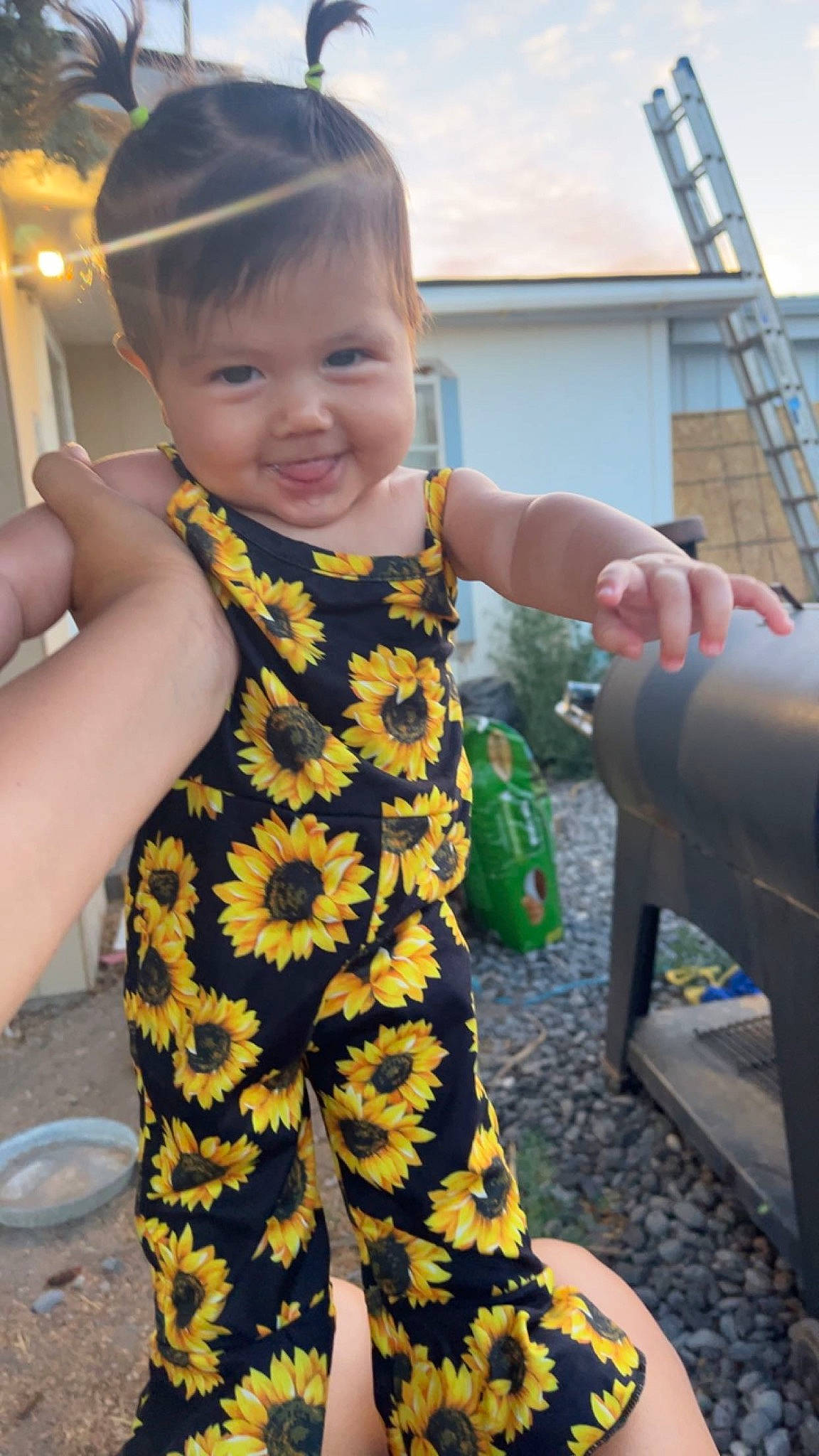 Aryiana joined the competition — help win amazing prizes! arm, baby_toddler_clothing, child, cool, dress, fashion, finger, fun, gesture, hand, happy, human_body, joy, leisure, orange, person, sleeve, smile, standing, summer