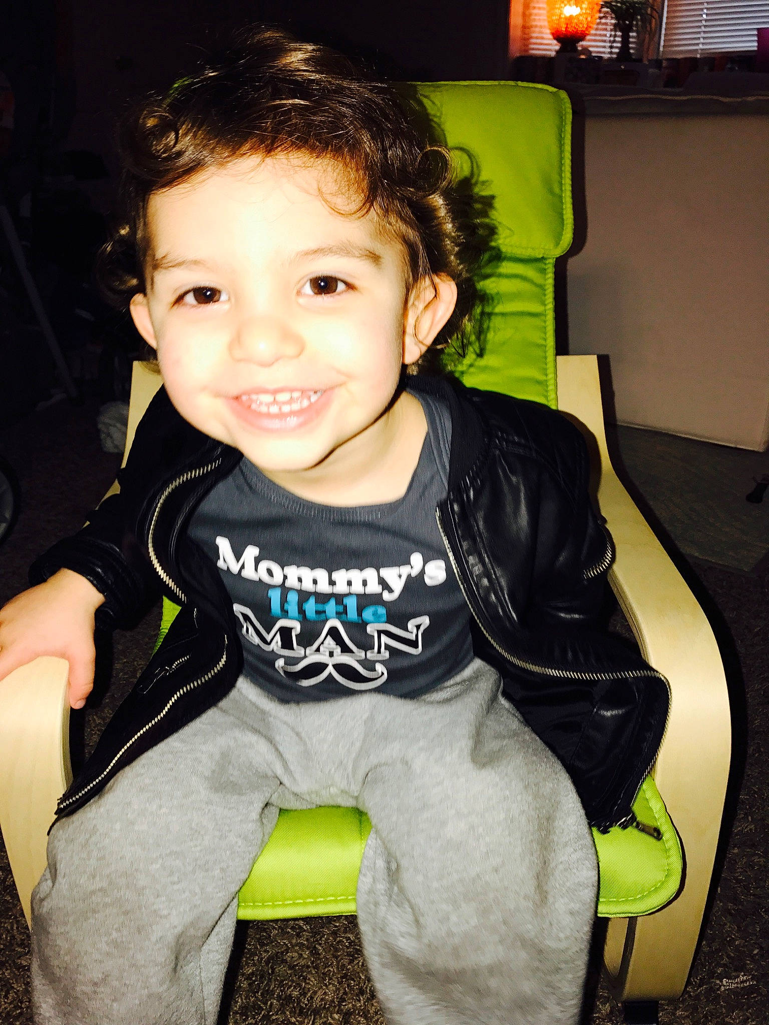 Damon is registered to the contest to win money with this photo: cheek, child, cool, forehead, head, joy, outerwear, person, personal_protective_equipment, smile, t_shirt, toddler