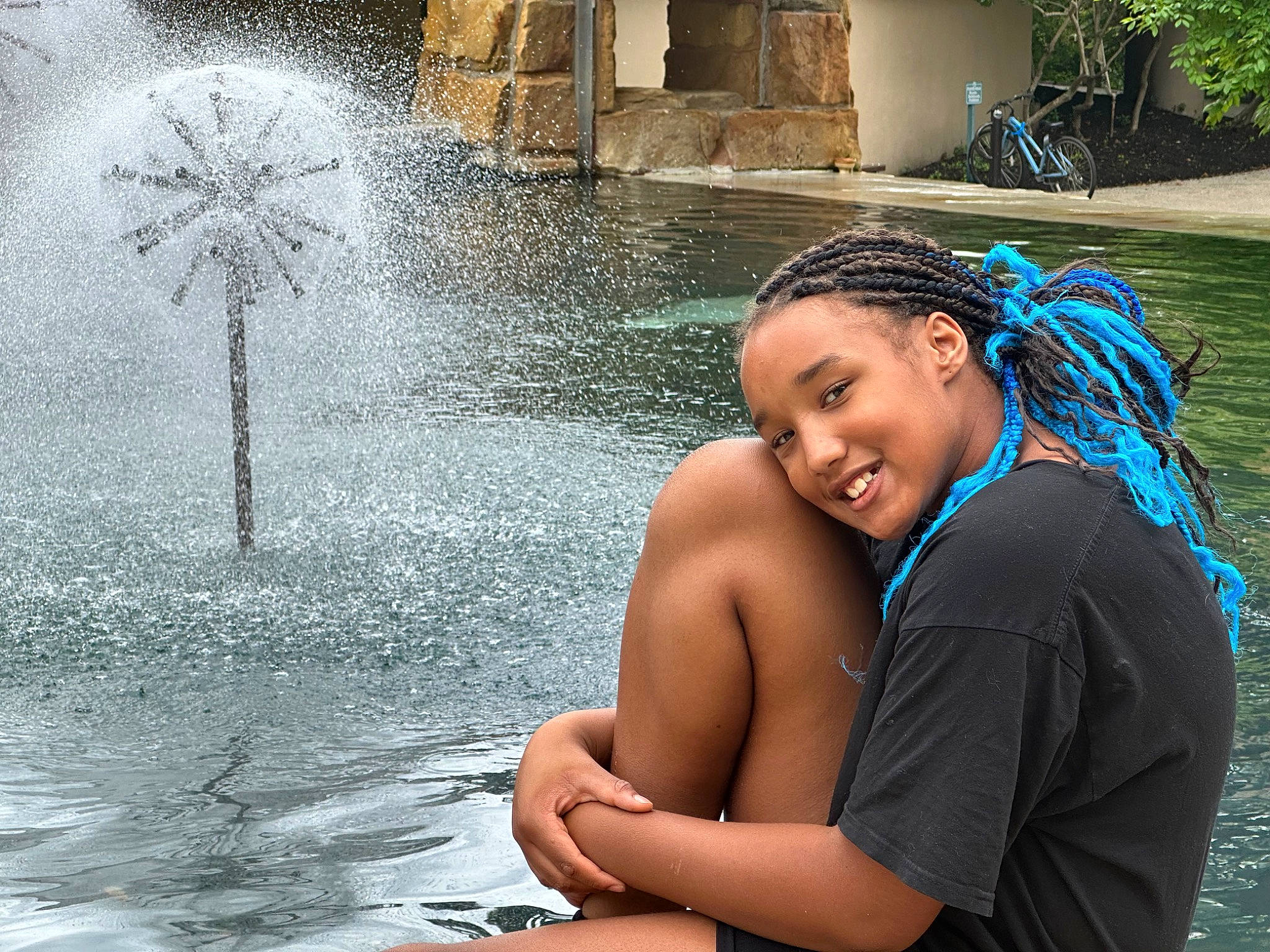 Anissa is registered to the contest to win money with this photo: bathing, beauty, black_hair, chest, cool, event, flash_photography, fountain, fun, green, happy, joy, leisure, people_in_nature, person, recreation, smile, snapshot, summer, swimming_pool