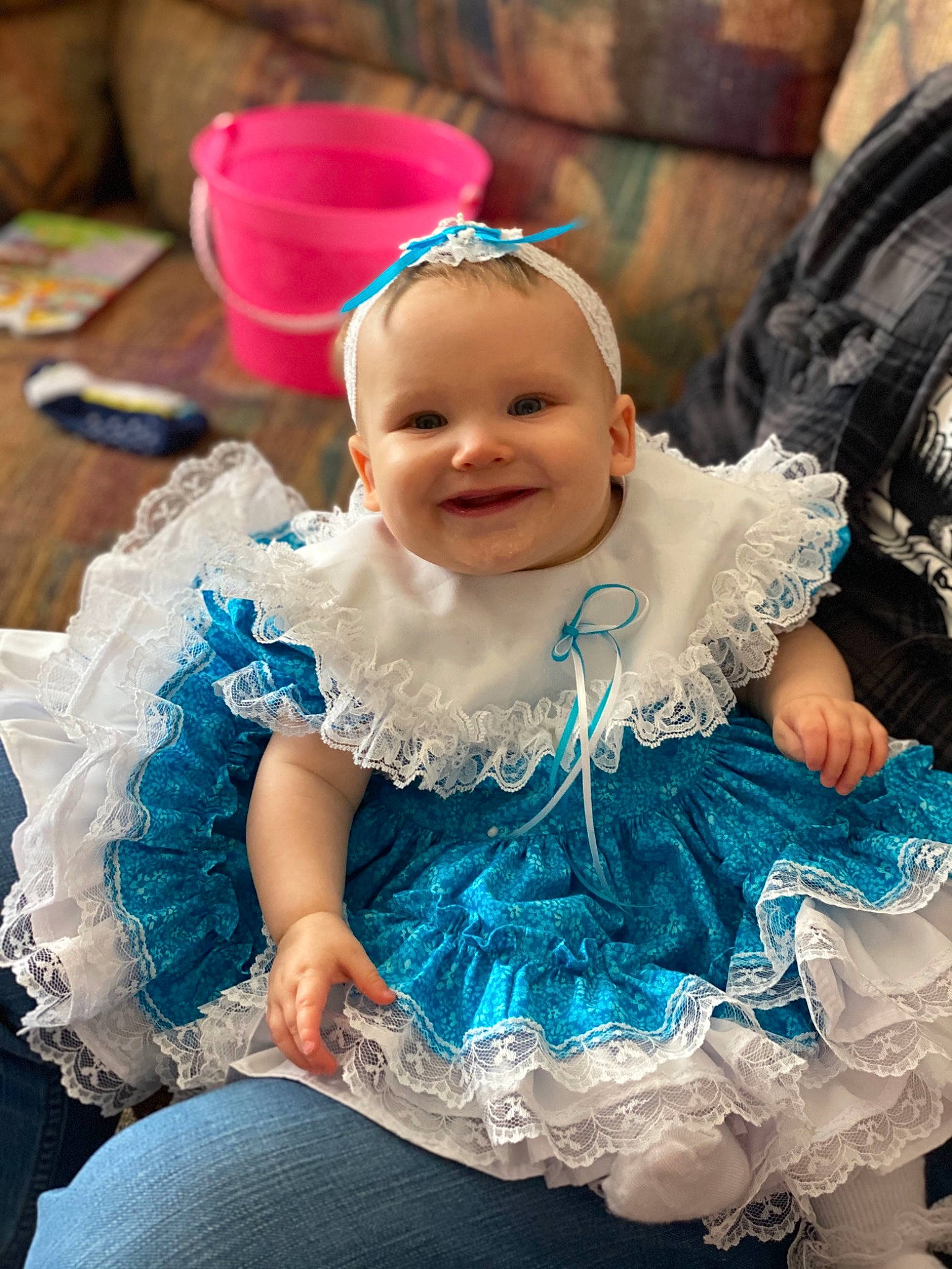 Layton joined the competition — help win amazing prizes! baby, baby_toddler_clothing, child, costume, dress, electric_blue, embellishment, event, fashion_accessory, fun, happy, headband, headgear, headpiece, iris, jewellery, joy, person, pink, purple