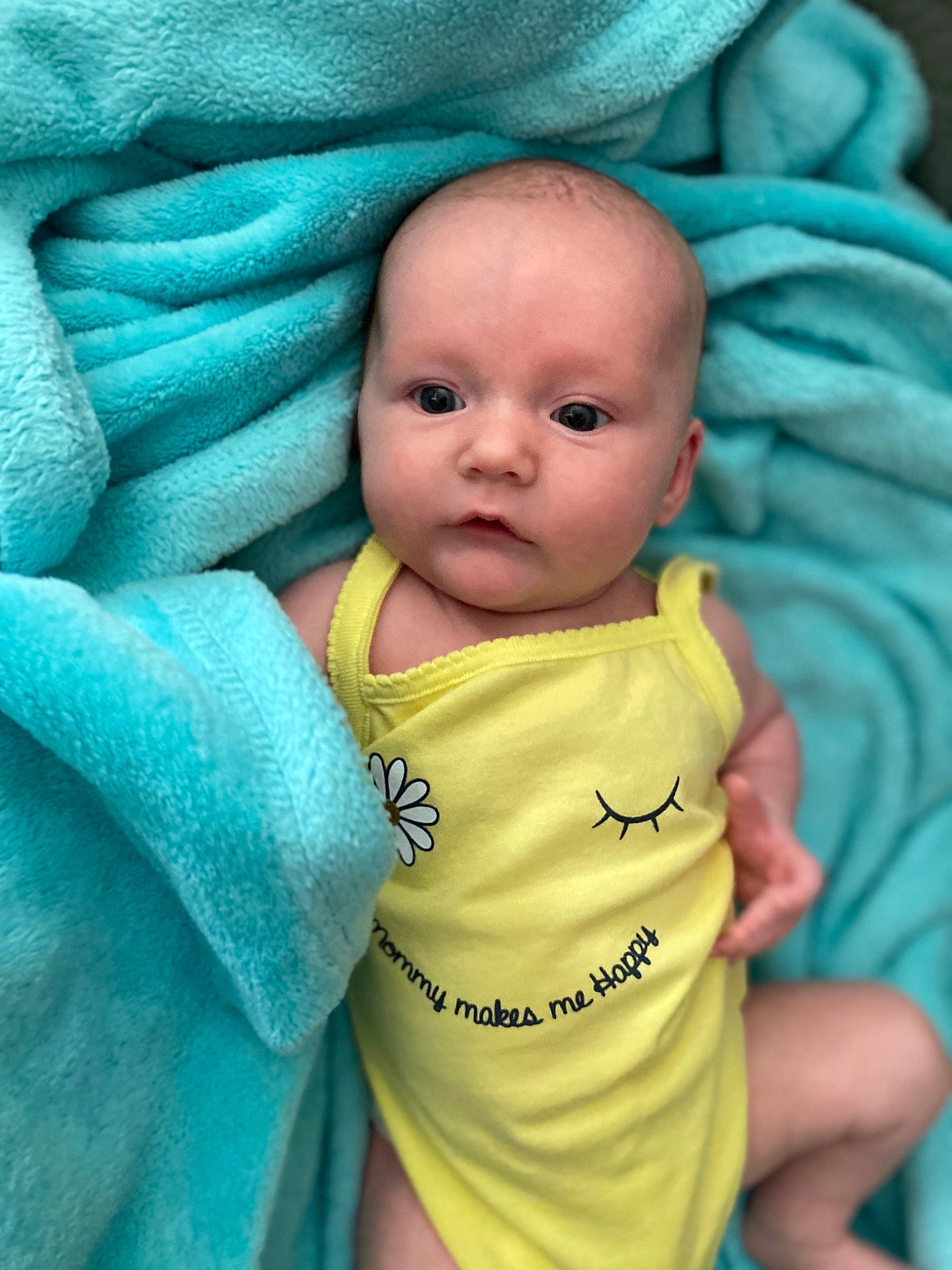 Marleigh joined the competition — help win amazing prizes! baby, baby_products, baby_toddler_clothing, blue, cheek, child, eye, face, head, lip, person, product, skin, toddler, turquoise