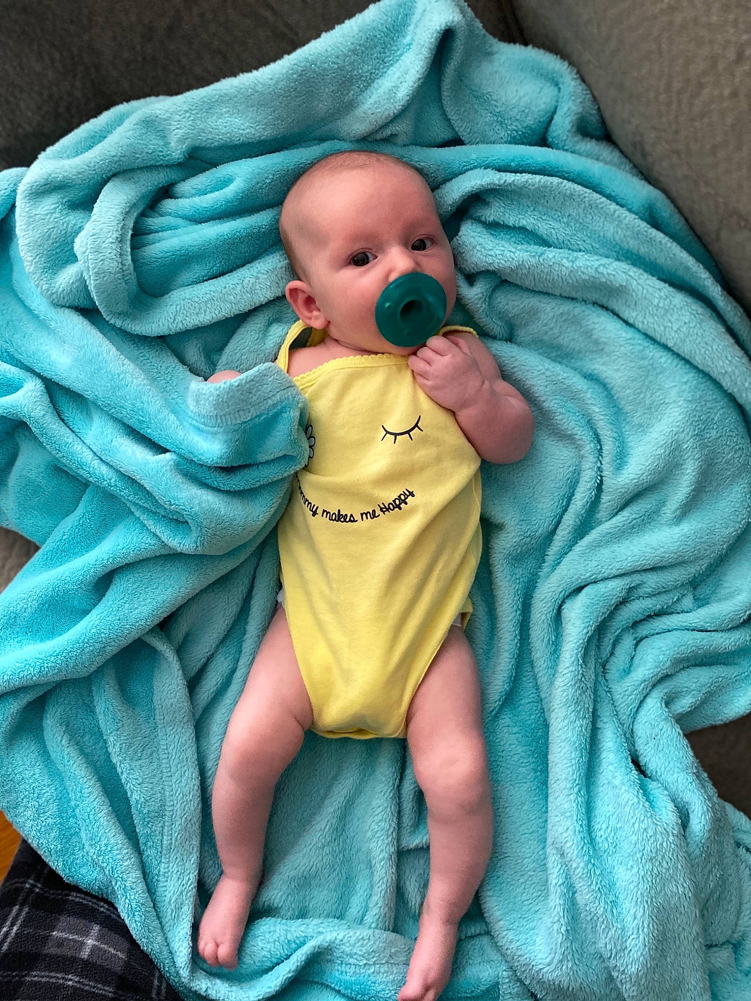 Marleigh joined the competition — help win amazing prizes! baby, blue, child, linens, mouth, person, textile, toddler, turquoise