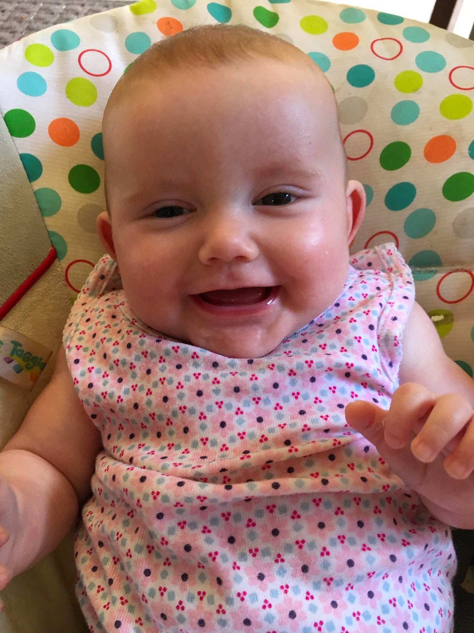 Zarya joined the competition — help win amazing prizes! baby, baby_toddler_clothing, cheek, child, design, face, facial_expression, head, joy, lip, pattern, person, pink, polka_dot, skin, smile, toddler