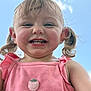 Maelynn joined the competition — help win amazing prizes! child, toddler, smiling, pigtails, pink_clothing, strawberry_patch, outdoor, blue_sky, clouds, happy, face, person, cute, summer, sunny, portrait, closeup, young_child, cheerful, casual