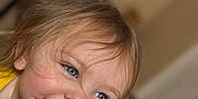 Maelynn joined the competition — help win amazing prizes! toddler, child, smiling, face, blue_eyes, blonde_hair, indoor, portrait, close_up, yellow_clothing, happy, cute, young_child, person, skin, head, hair, expression, baby, cheerful