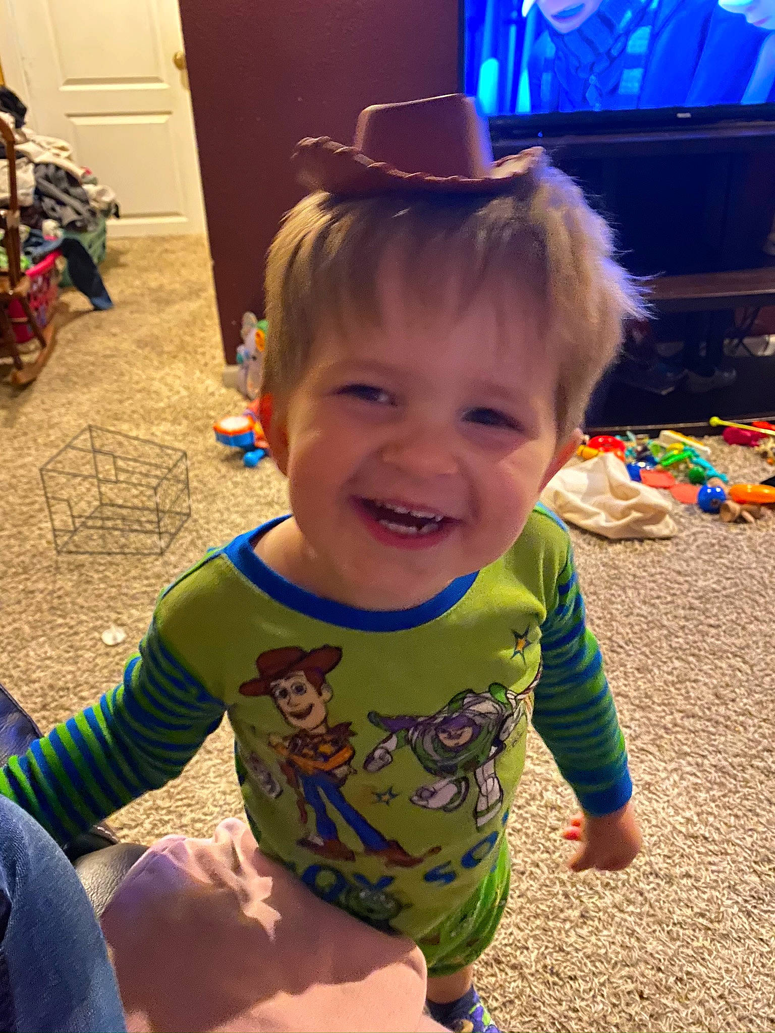 Zaiden is registered to the contest to win money with this photo: baby, baby_toddler_clothing, blue, child, community, cool, facial_expression, flooring, fun, hairstyle, happy, hat, iris, joy, leisure, mammal, people, person, smile, standing